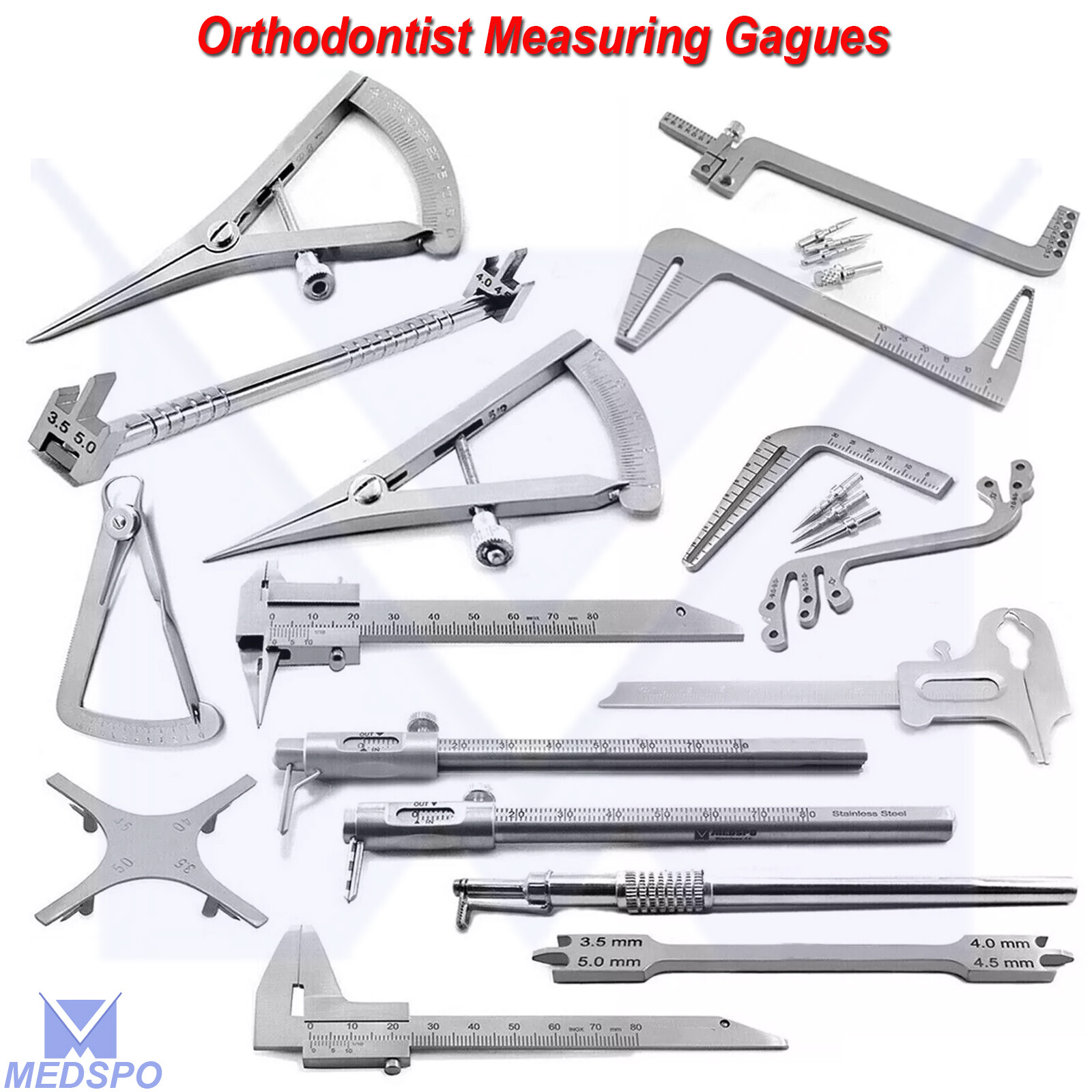 Dental Sliding Caliper Dental Implant Gauges Measuring Calipers Orthodontic Lab
