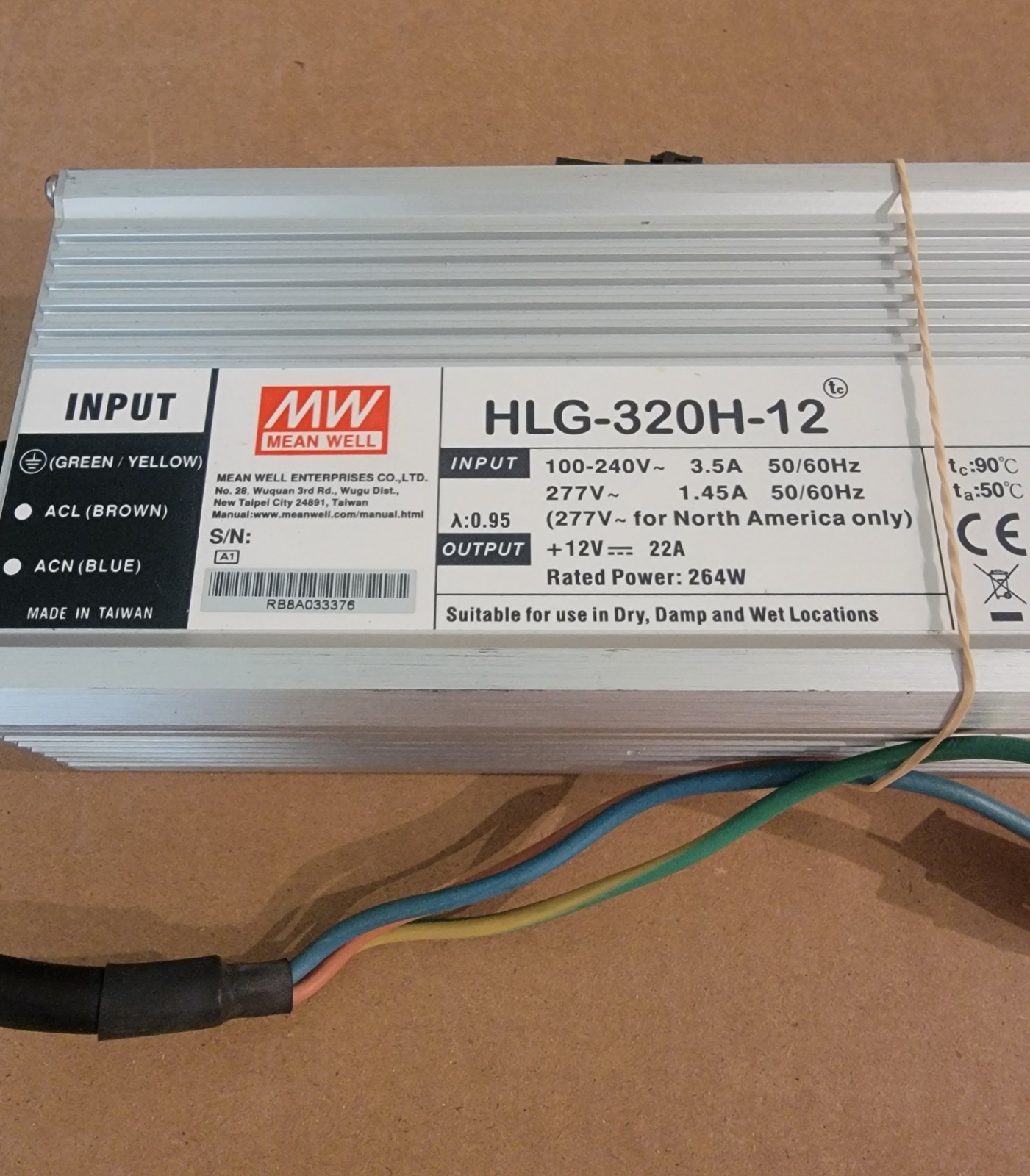 1PCS MEAN WELL HLG-320H-12 Used