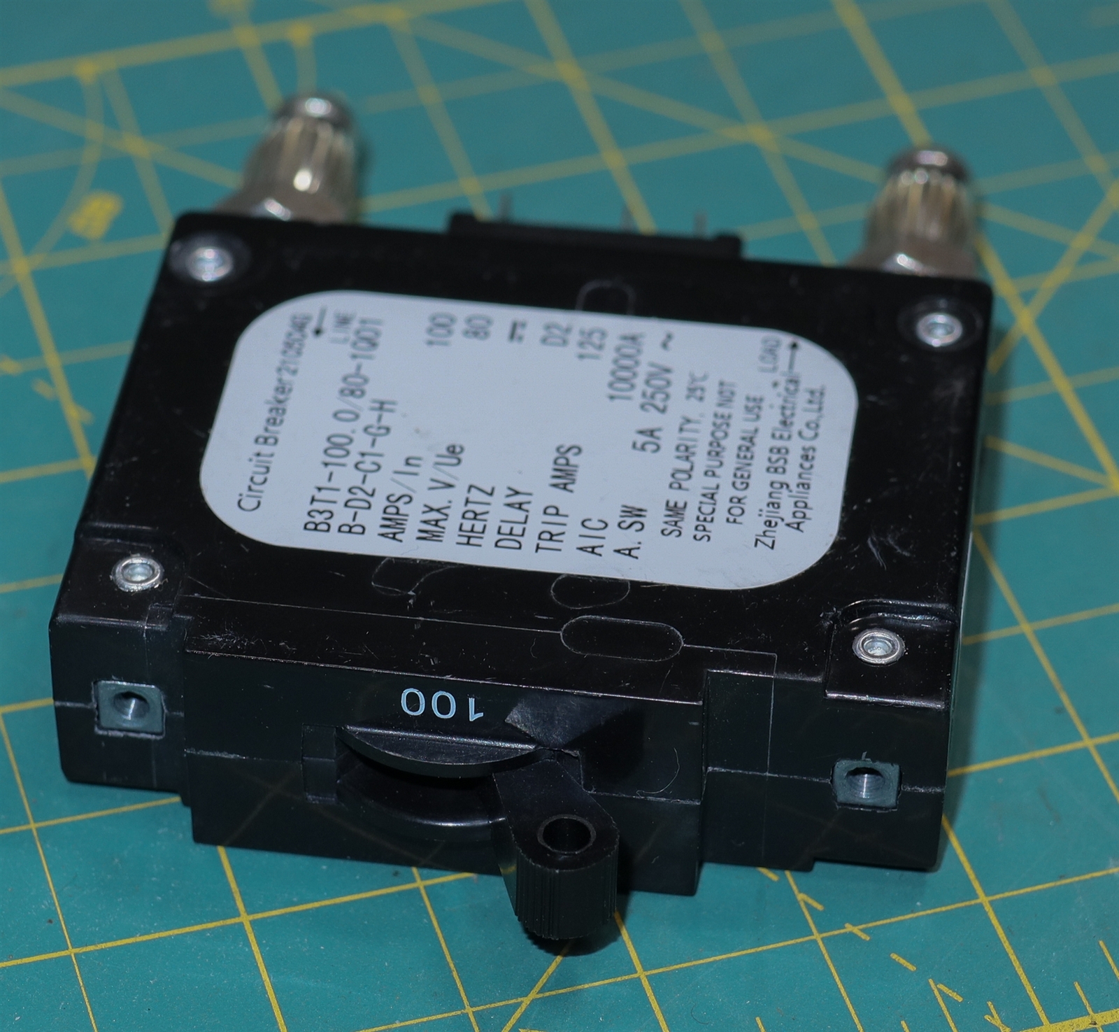 BSB B3T1-100.0/80-1Q01 B-D2-C1-G-H 100A 80V Single Pole Bullet Circuit Breaker