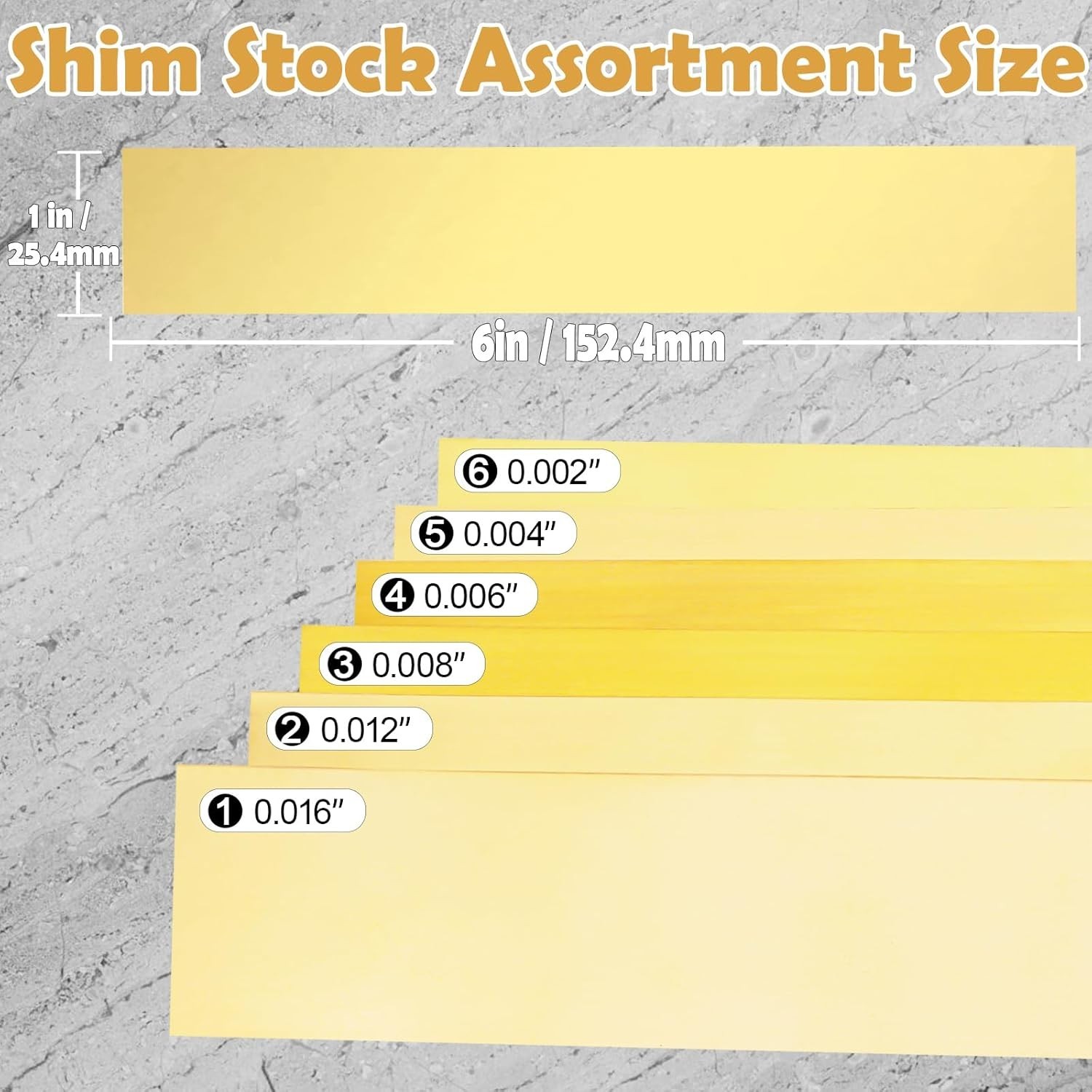 Brass Strip, Brass Shim Stock Assortment, 1″ Width X 6″ Length, 0.002″, 0.004″,