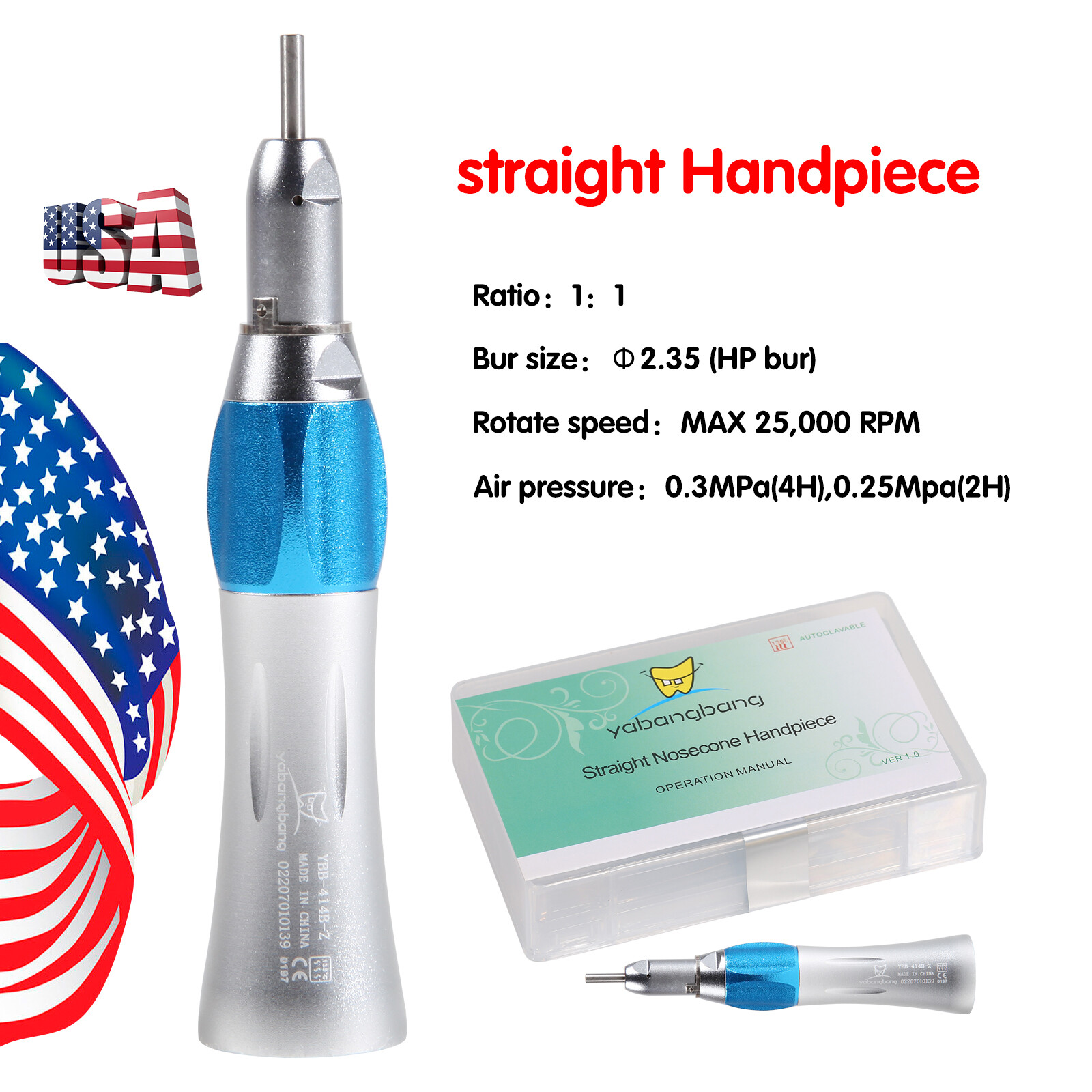 NSK Style E-type Dental Push / Latch Low Slow Speed Handpiece 2/4 Holes 1:1 USA
