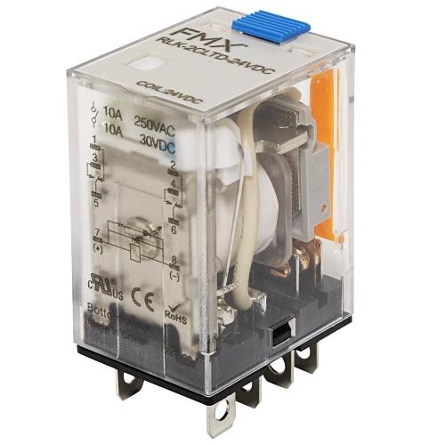 RLK-2CLTD-24VDC-20PK, Plug-in Relay, DPDT, 10A, 24V DC coil, 20pcs
