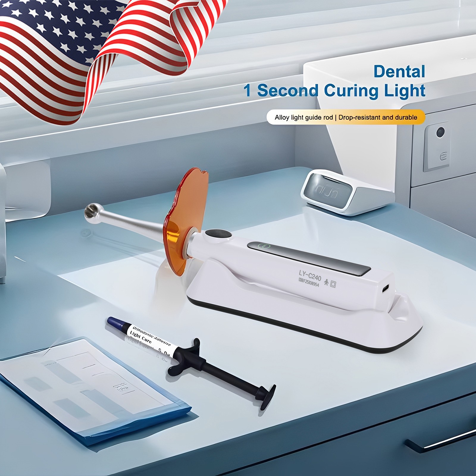 Dental Wireless LED Curing Light 1 Second Resin Cure Lamp 4 Modes US