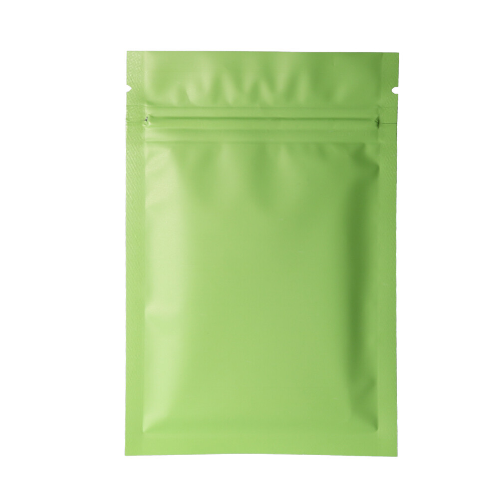 100pc Matte Flat Green Both Sides Metallic Mylar Zip Lock Bags 10x15cm 4x6in