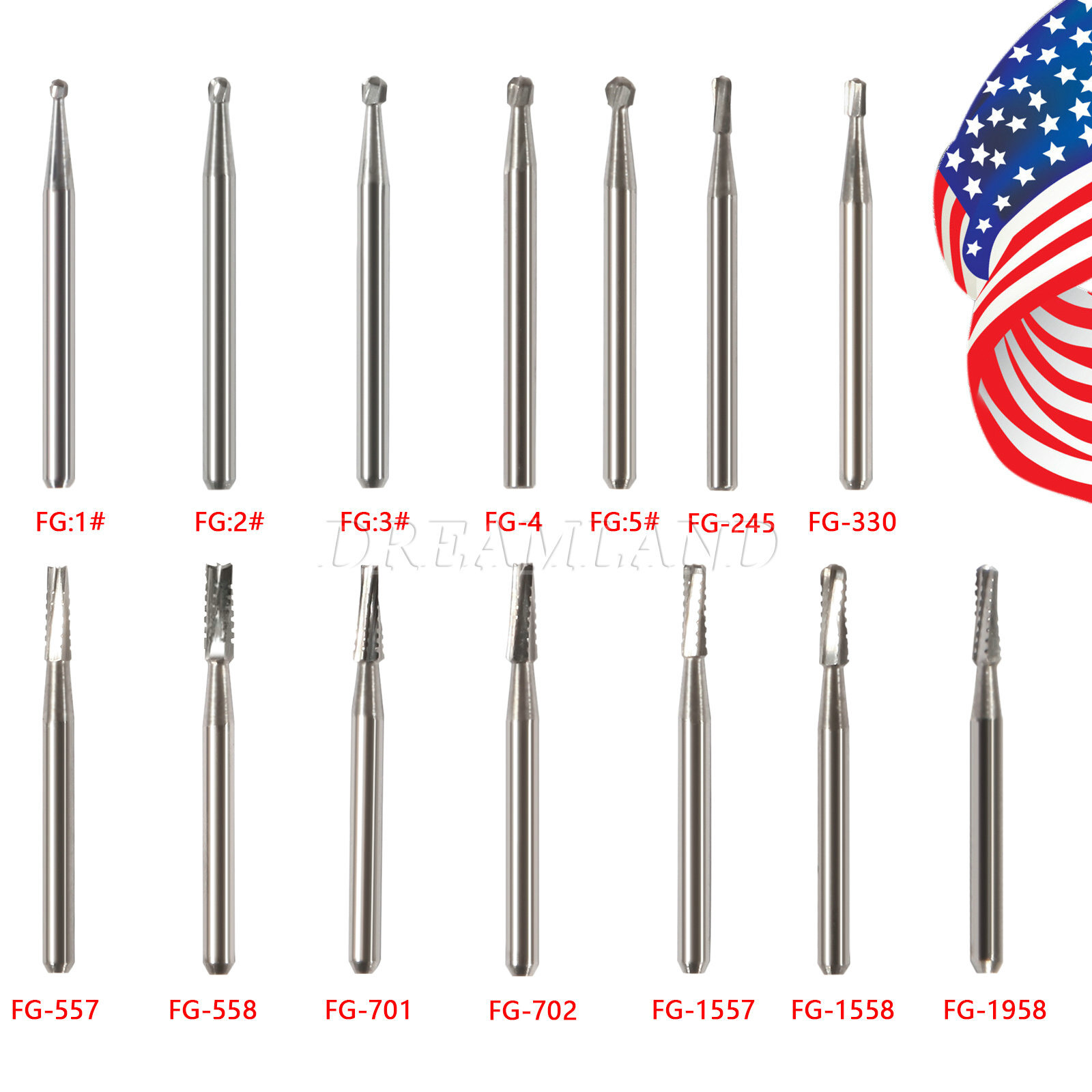 1-10 Packs Dental Carbide Burs For High Speed Handpiece FG 1 2 3 4 330 7901 7408