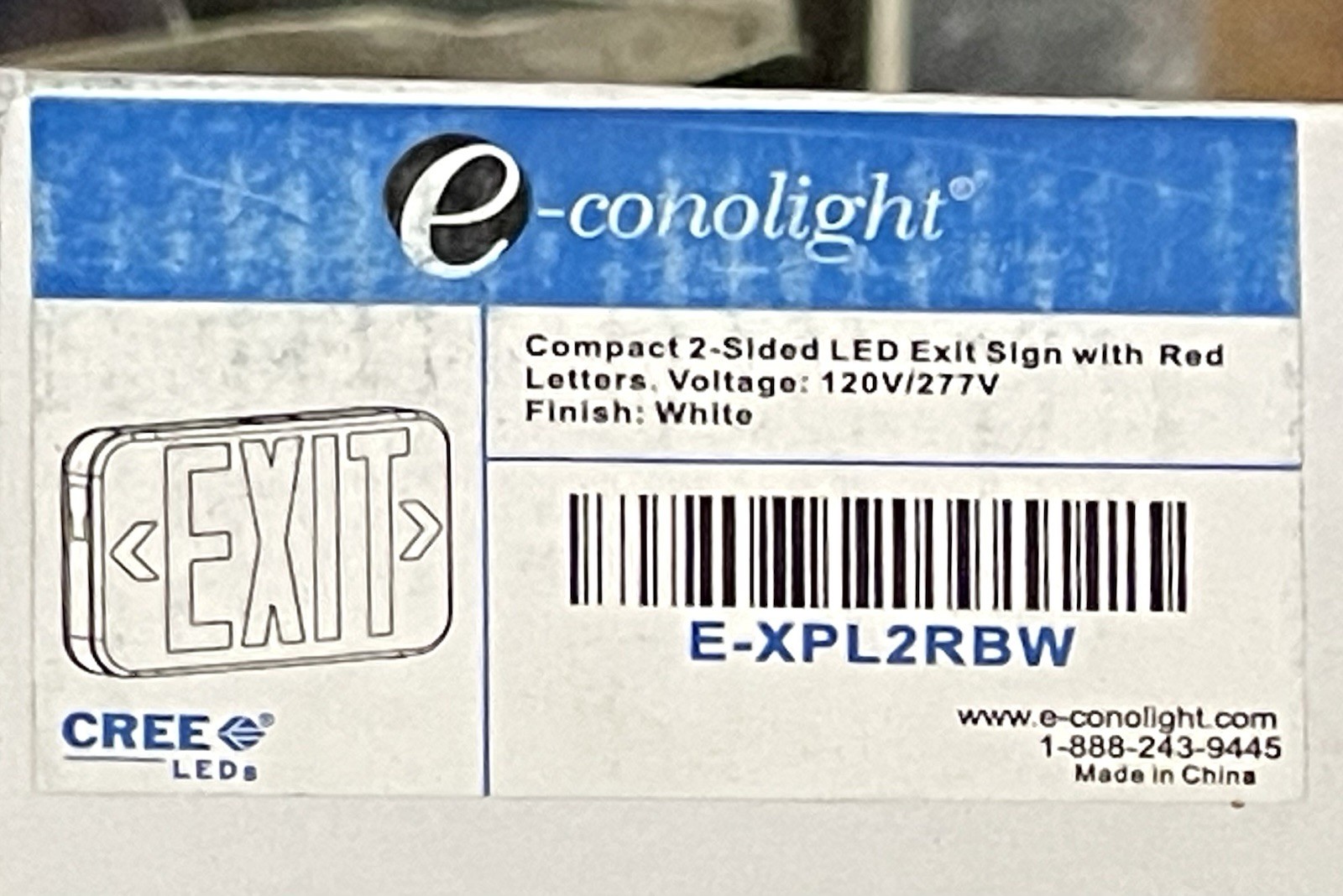 Cree Lighting LED E-XPL2RBW Exit Sign 6” Red Letters