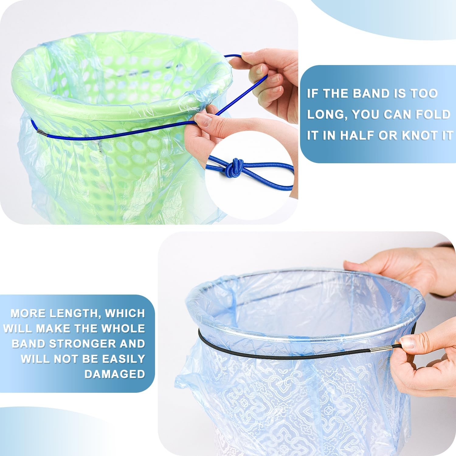 16 Pack Garbage Can Bands and Trash Bag Clips, 8Pcs Adjustable Large Trash Ca…