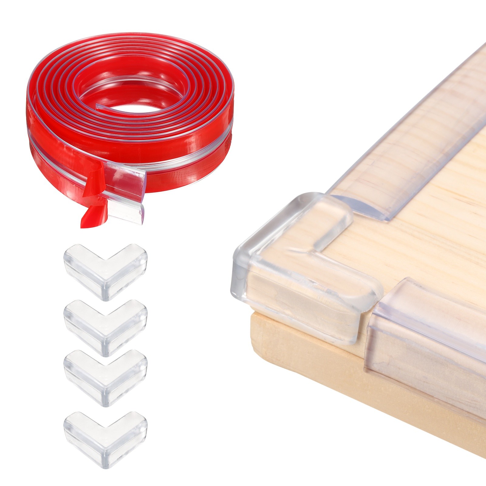 9.8ft (3Meter) x 0.8″ (20MM) Clear Furniture Corner Guard with 4 Corners Guards