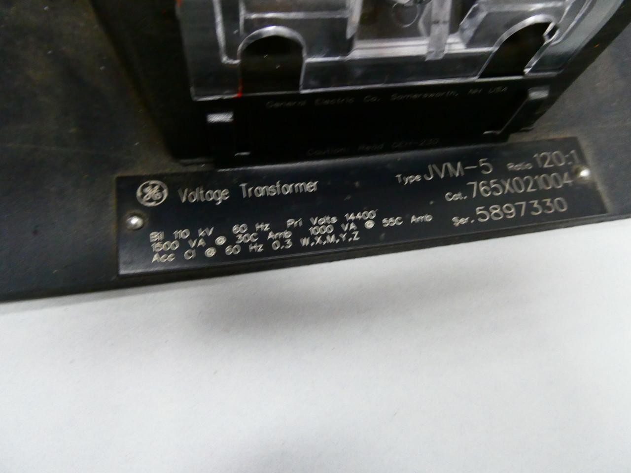 General Electric JVM-5 765X021004 Voltage Transformer 120:1 1500va 14400v 120v