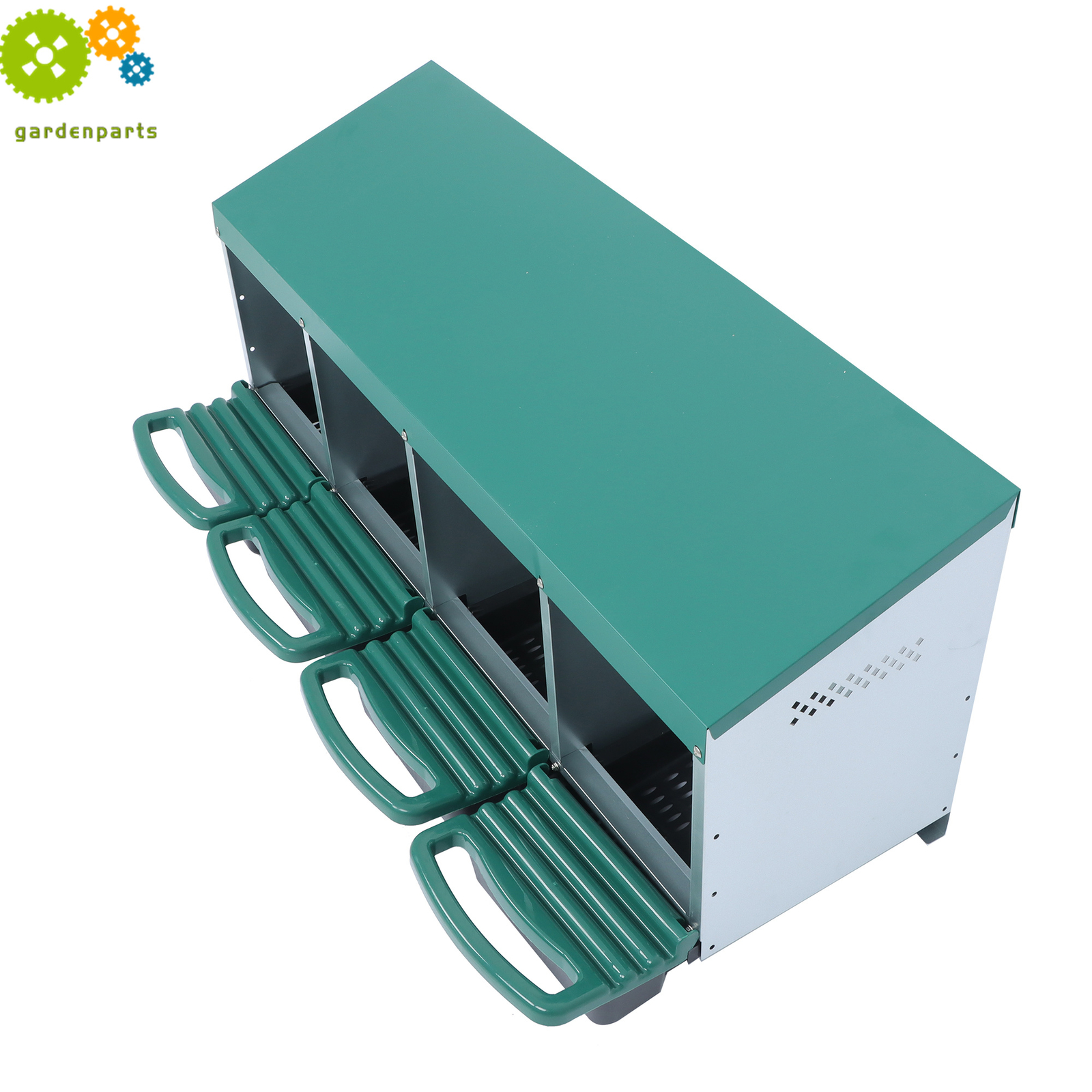 4 Hole Green Chicken Nesting Box Hen Laying Nest Box Coop Rollout Egg Collection