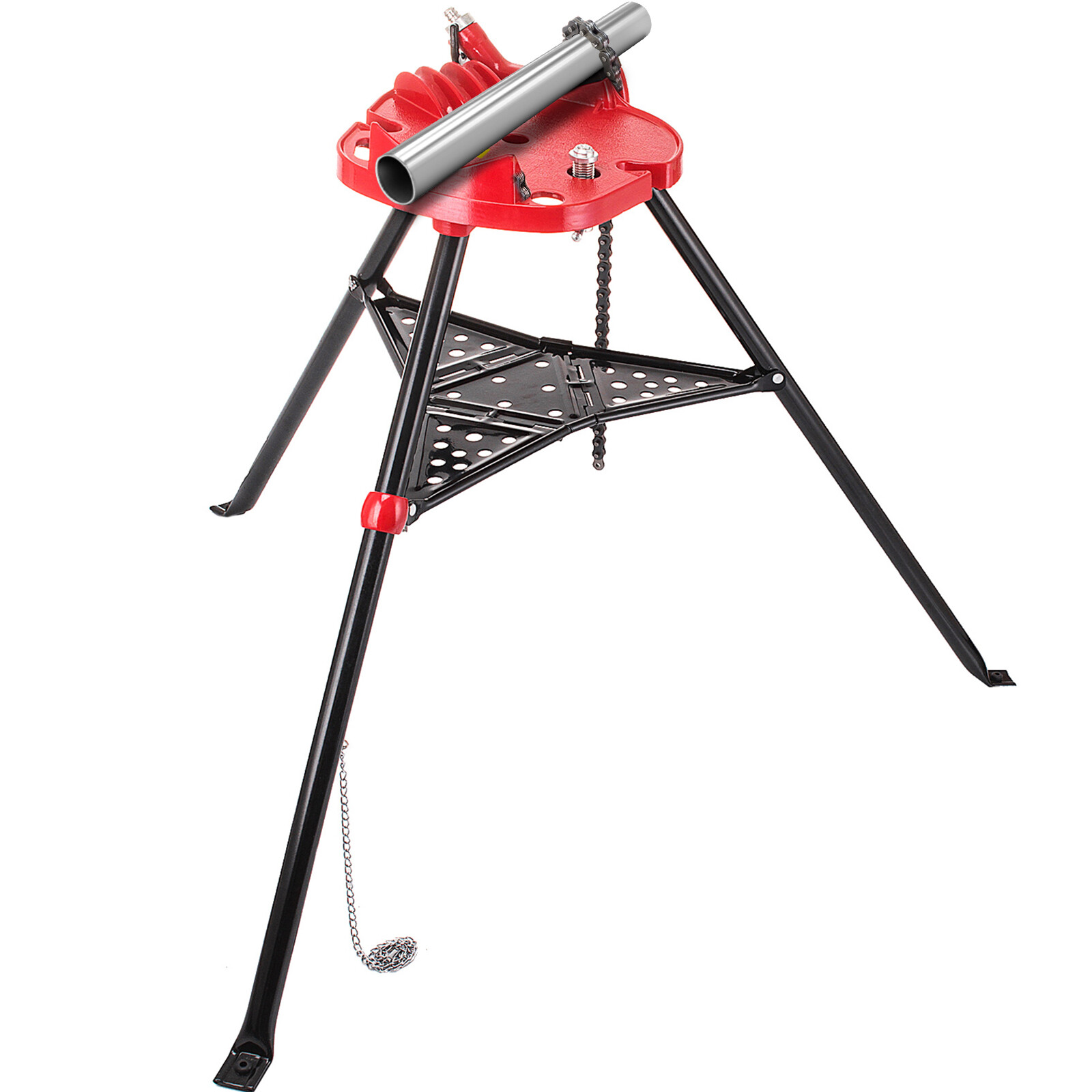 VEVOR 460-6 Tripod Pipe Chain Vise 6″ Capacity Foldable Steel Legs w/ Tool Tray