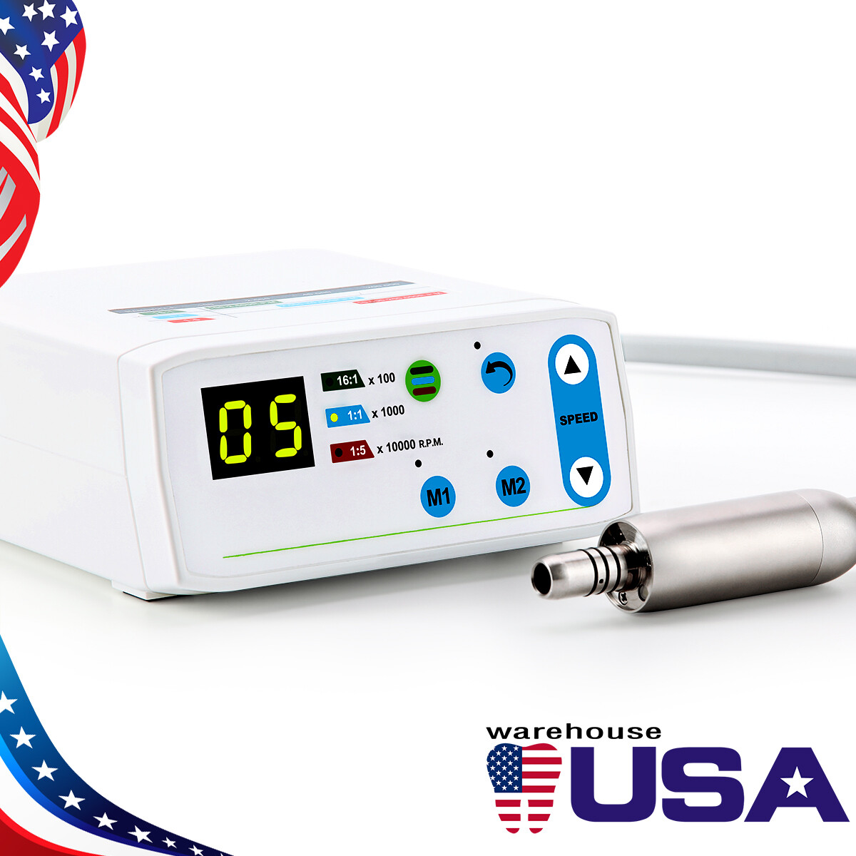 Dental Electric LED Brushless Micro Motor Internal Spray Fit Handpiece 4Hole