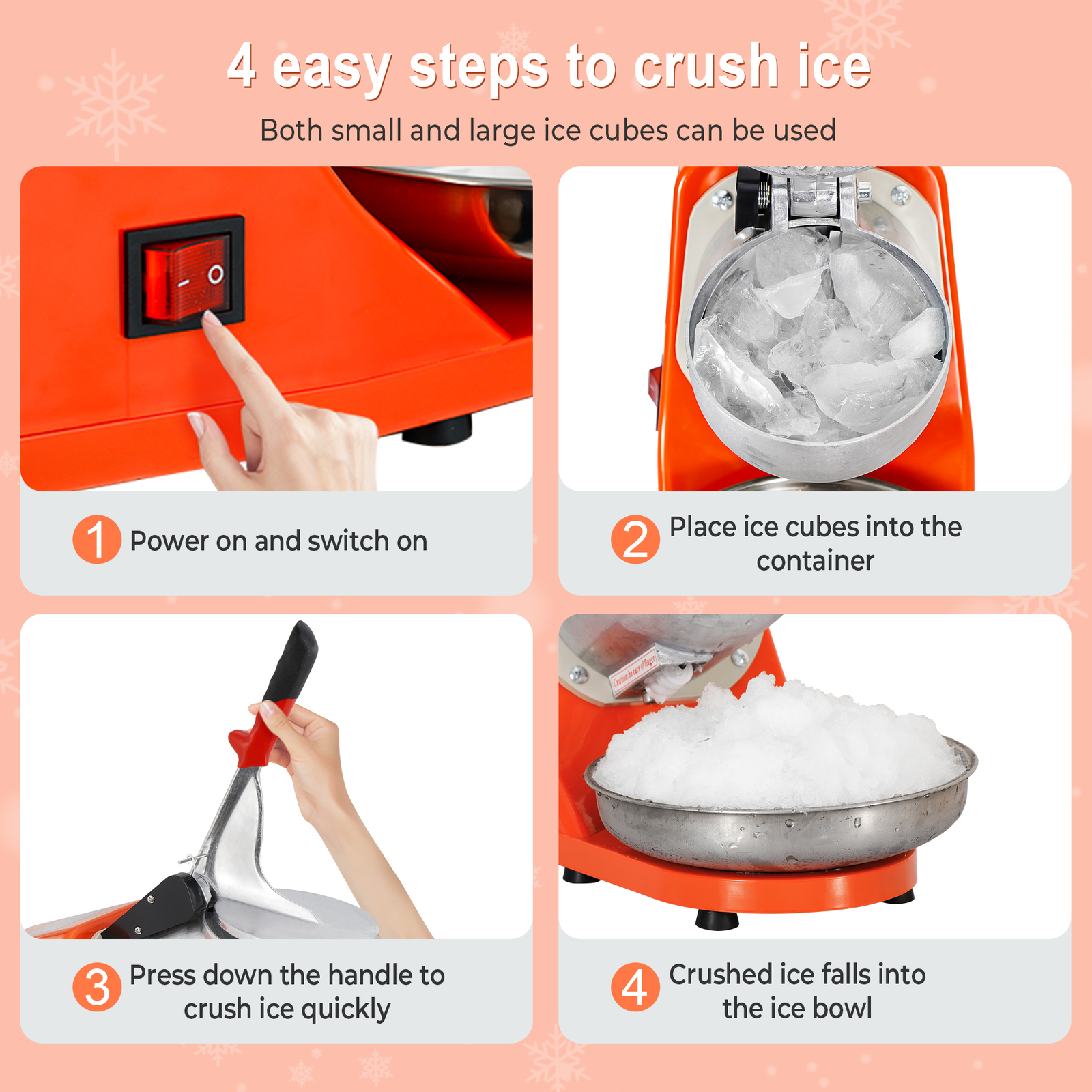 300W Electric Ice Crusher Machine Shaver Shaved Icee Snow Cone Maker 143 lbs New
