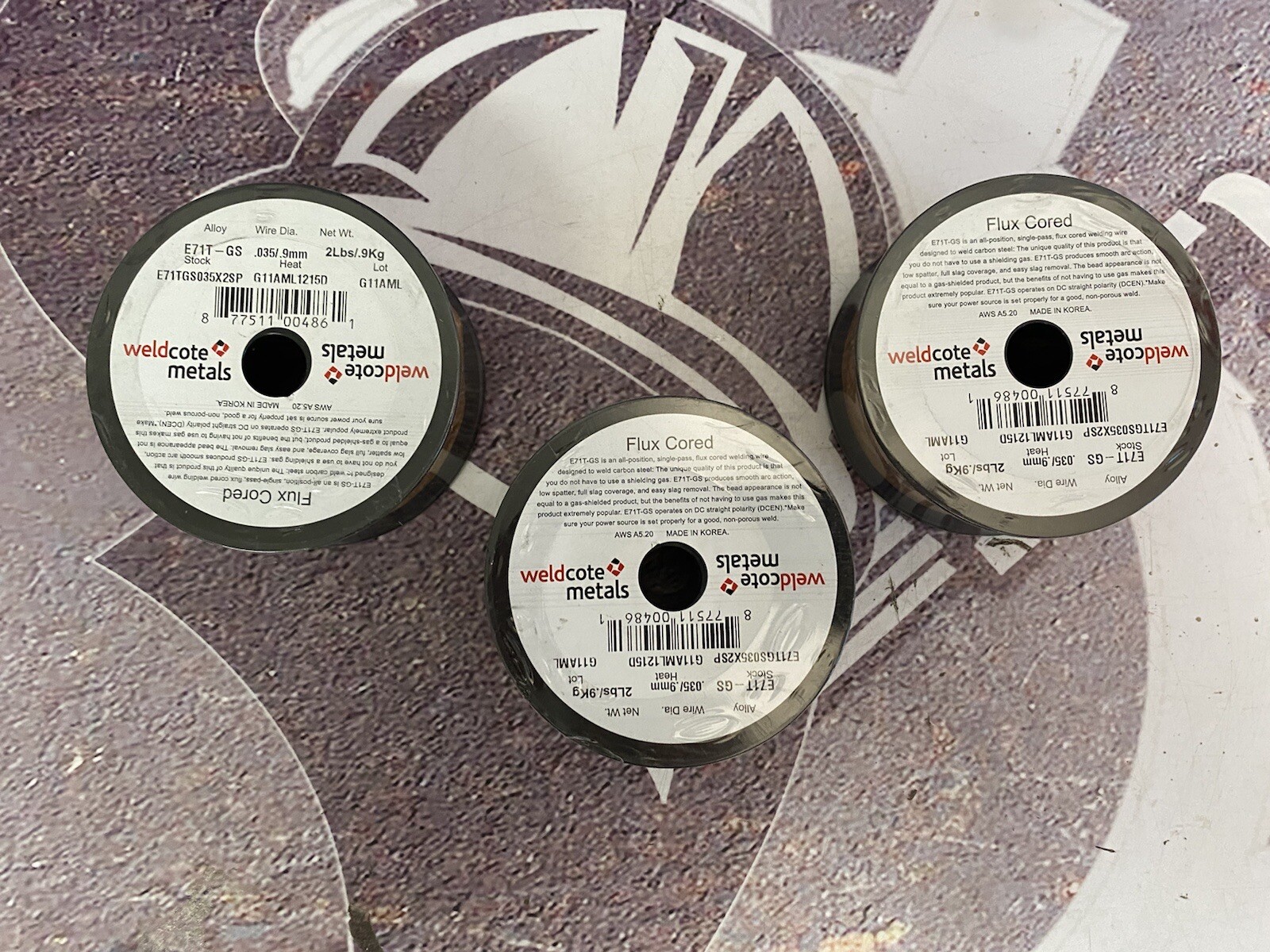 WeldCote Metals E71TGS035X2SP Carbon Steel Flux Cored .035”/.9mm 2Lbs Qty 3