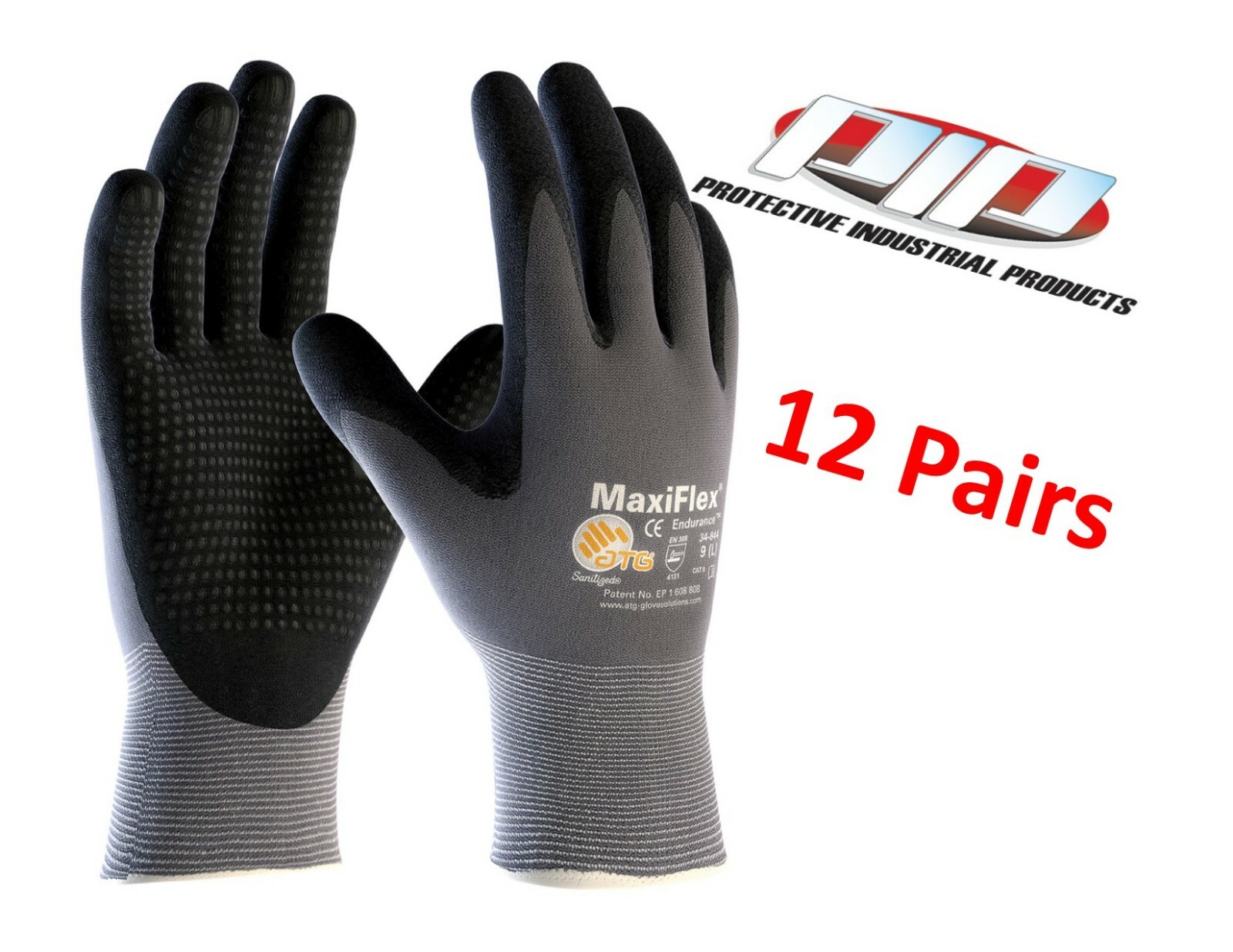 PIP 34-844 MaxiFlex Endurance Nitrile Coated Gloves, Sizes S-XL, 12 PAIR PACK