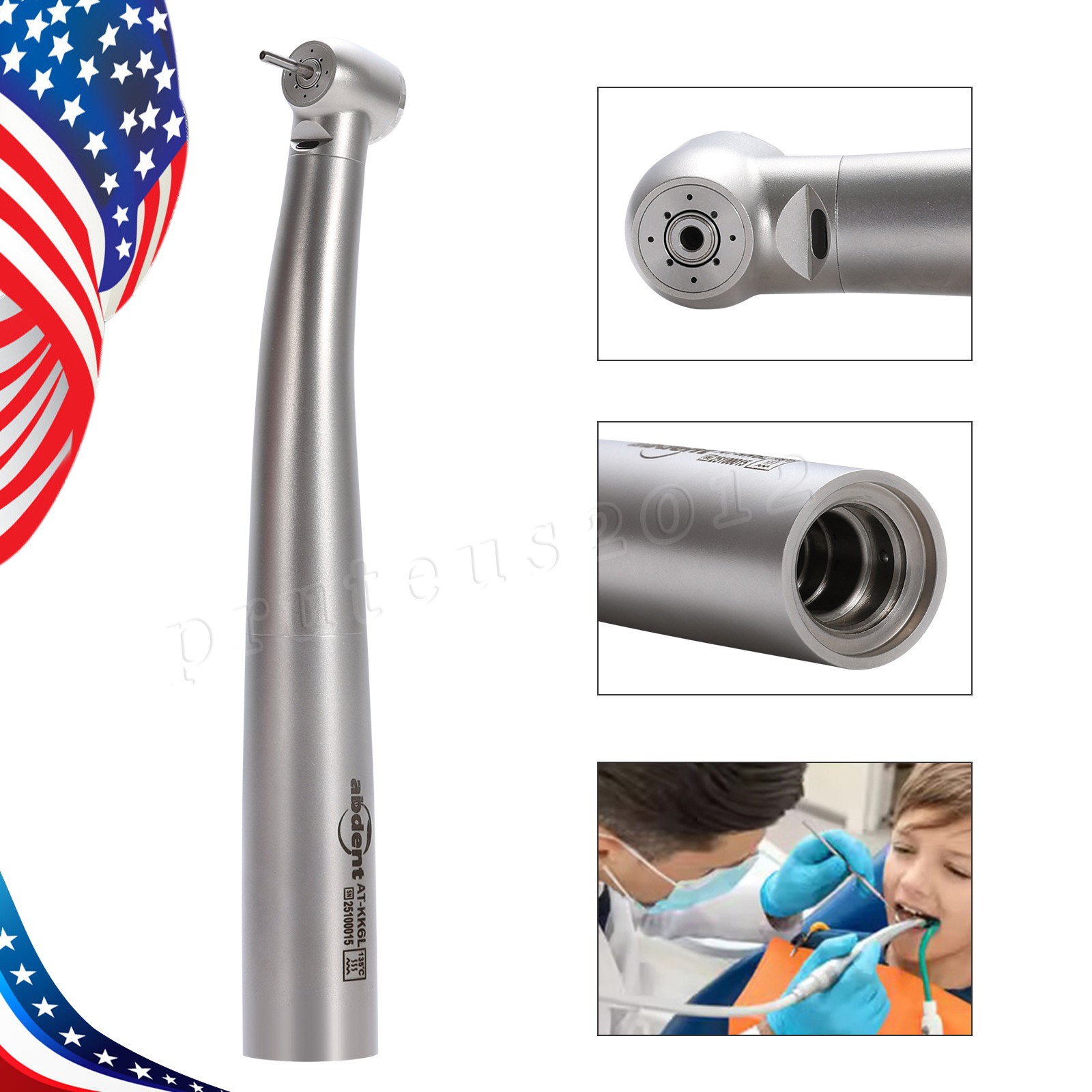 Abdent Dental LED Fiber Optic High Handpiece/ Contra Angle 1:4.21:5 45° Surgical
