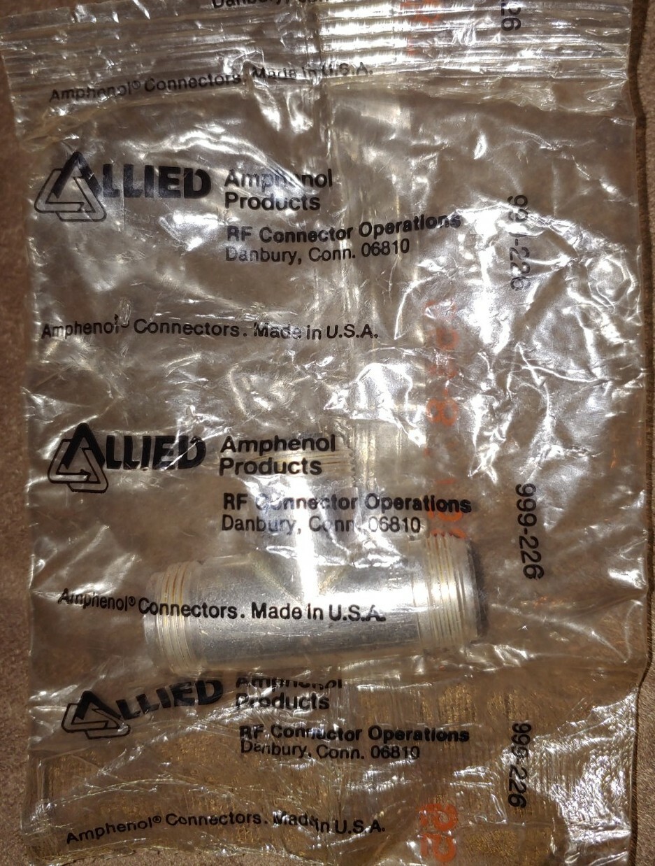 Amphenol UG-28A/U, 082-99, RF 50 Ohm N Connector F/F/F Female Tee, Made in USA!