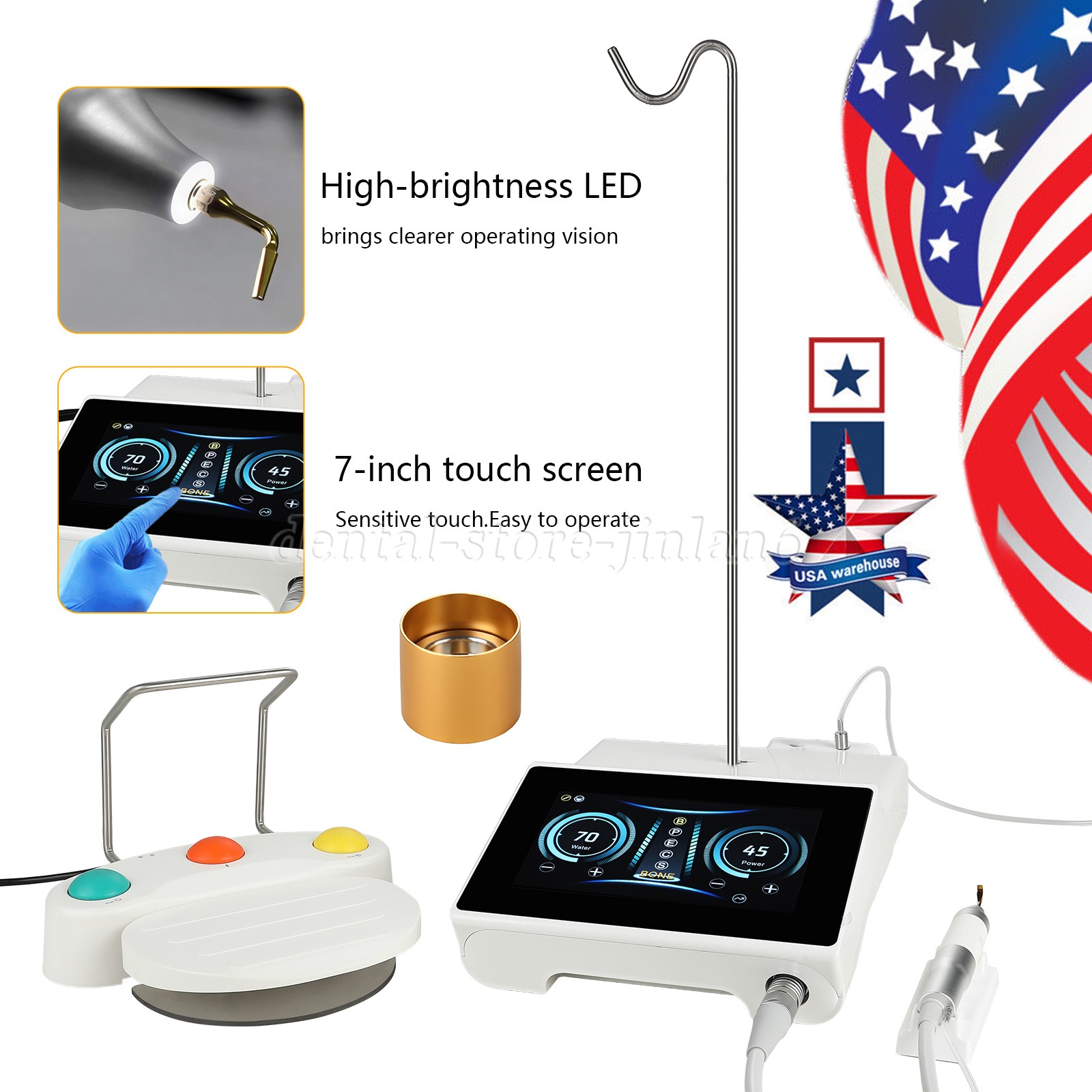 Woodpecker Style Ultra Surgery Piezo Bone Unit-Surgic Touch+LED Handpiece 6 Tips