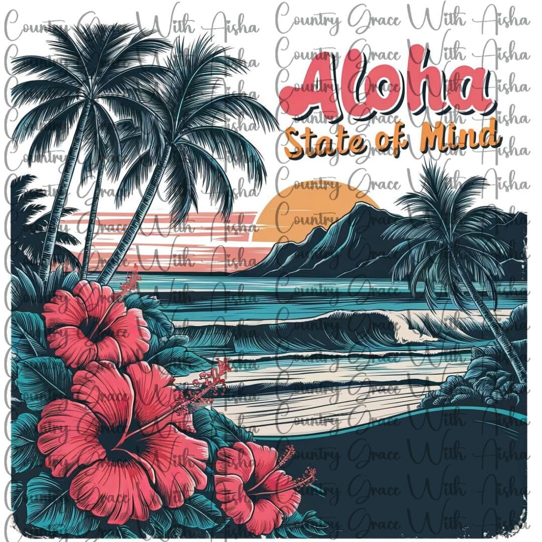 Sublimation Print Aloha Beach Ready to Press Paper Ink Heat Transfer