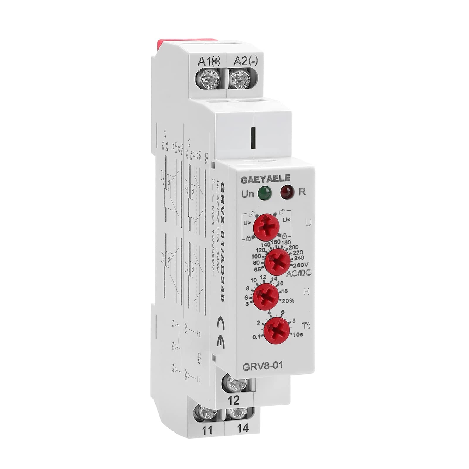 Single Phase Voltage Relay AC/DC110V~240V Adjustable Over or Under Voltage Pr…