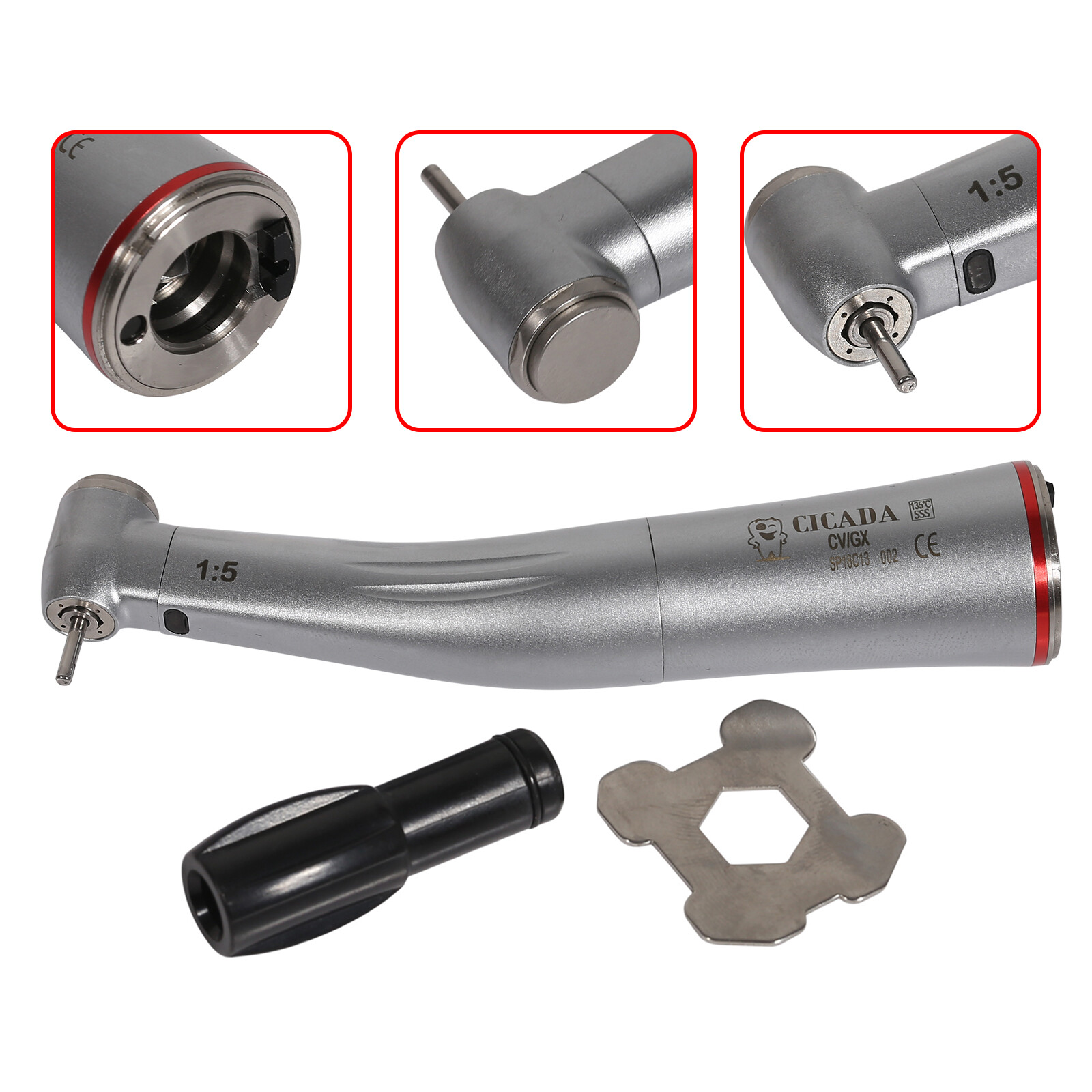 Dental 1:5 Increasing LED Optic Contra Angle Handpiece Inner water channel CV/GX