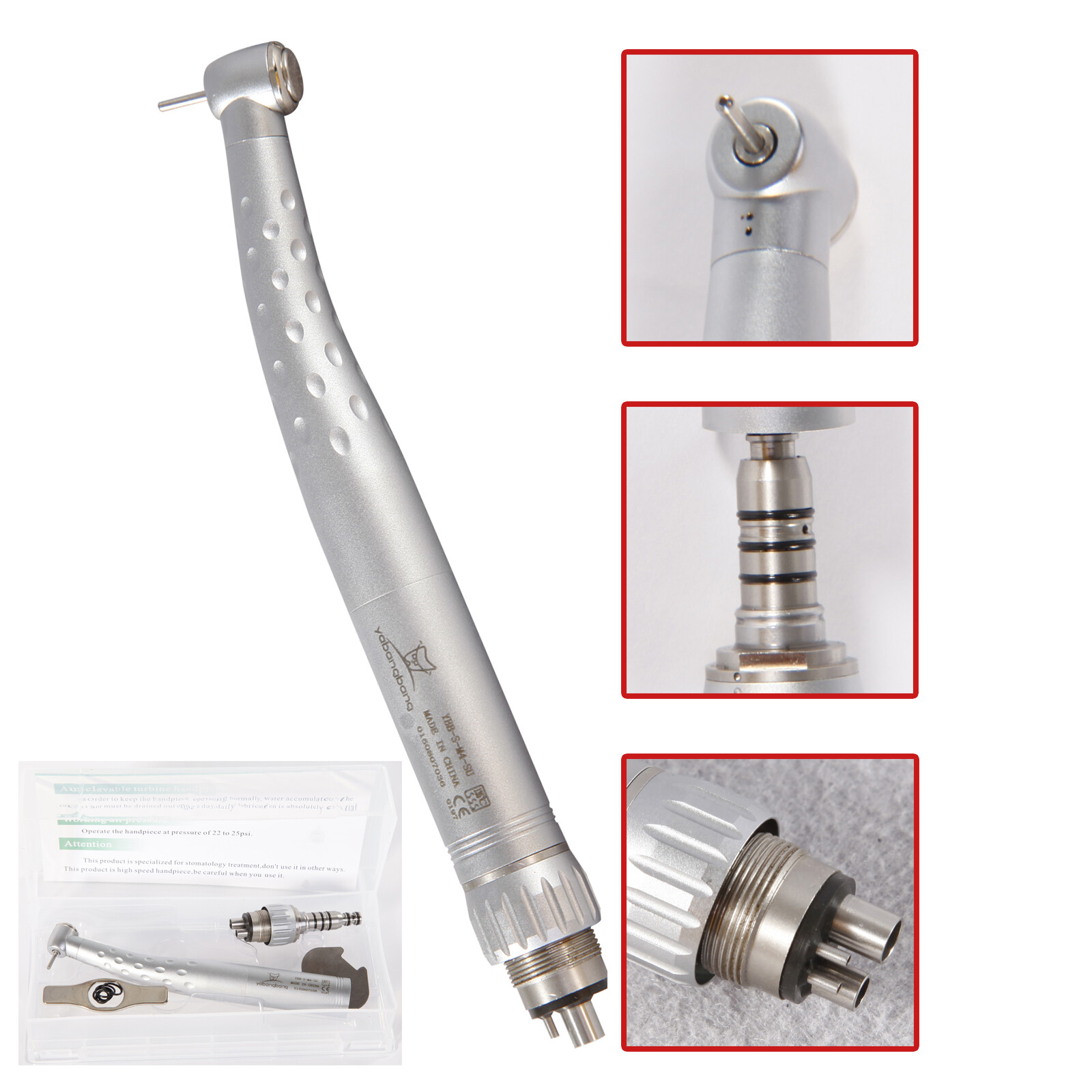 Yabangbang Dental High Speed Handpiece with 4 Holes Quick Coupler Swivel Rotor