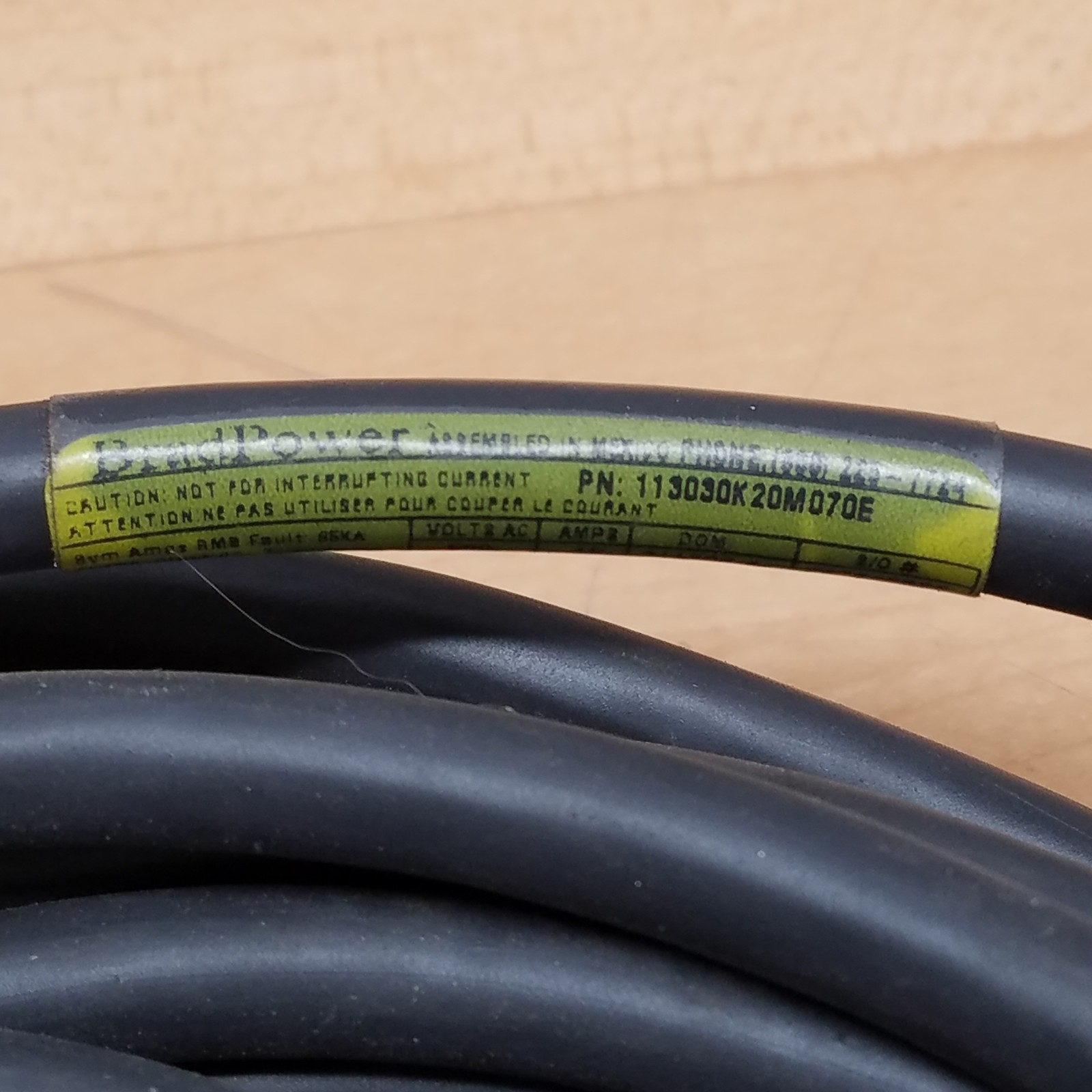 Brad Power 113030K20M070E Double Ended Cordset, 3 Pole, 14 Awg, 1300621044