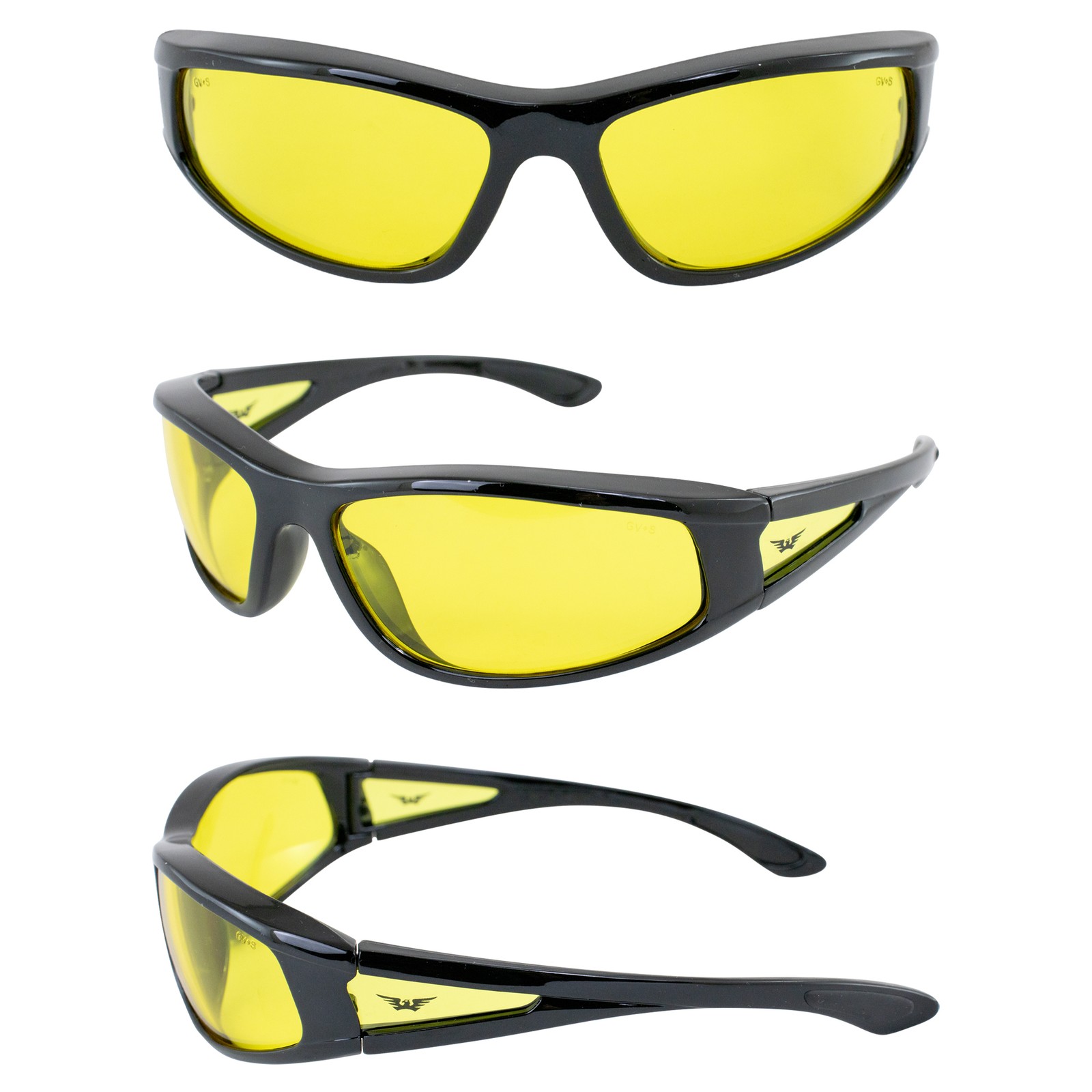 Global Vision Integrity Sunglasses Yellow Shatterproof Lens Rubber ANSI Z87.1