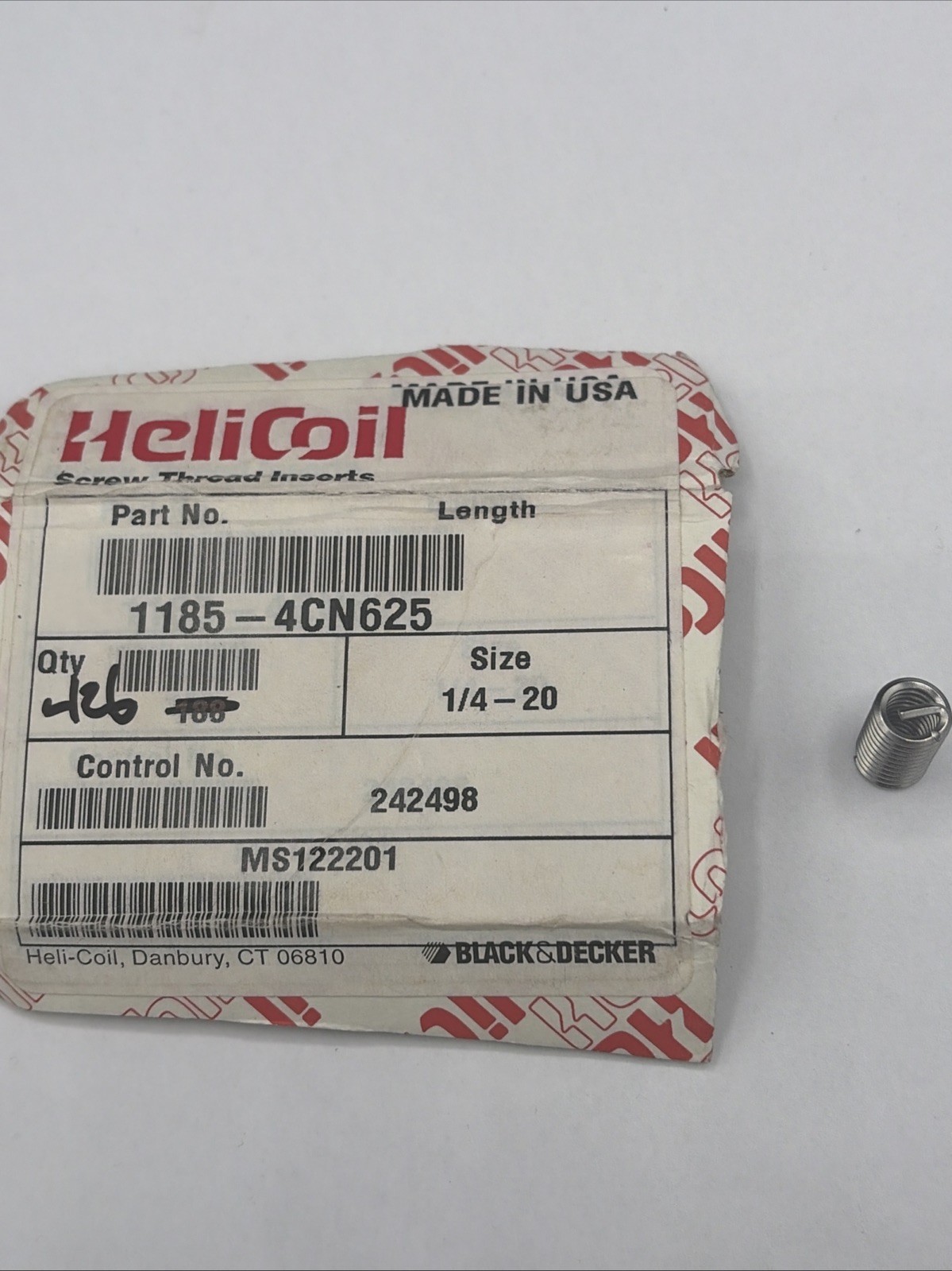 QTY 25, HELI-COIL, MS122201, 1/4-20 UNC, 2.5D Thread Insert, New Old Stock