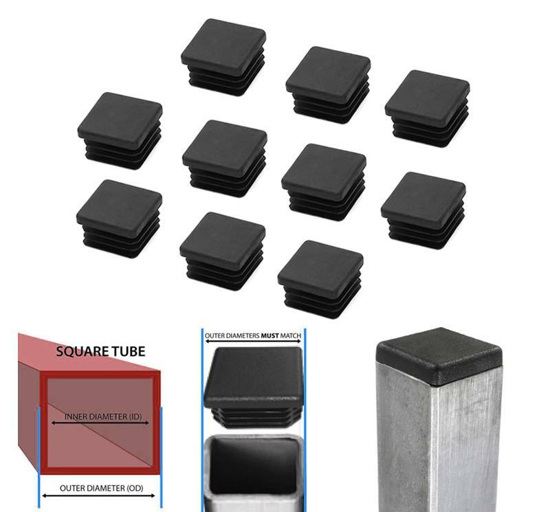 10pc 1″ 1 Inch Square Plastic Plug Tubing Post End Cap Chair Glide Inserts 1×1