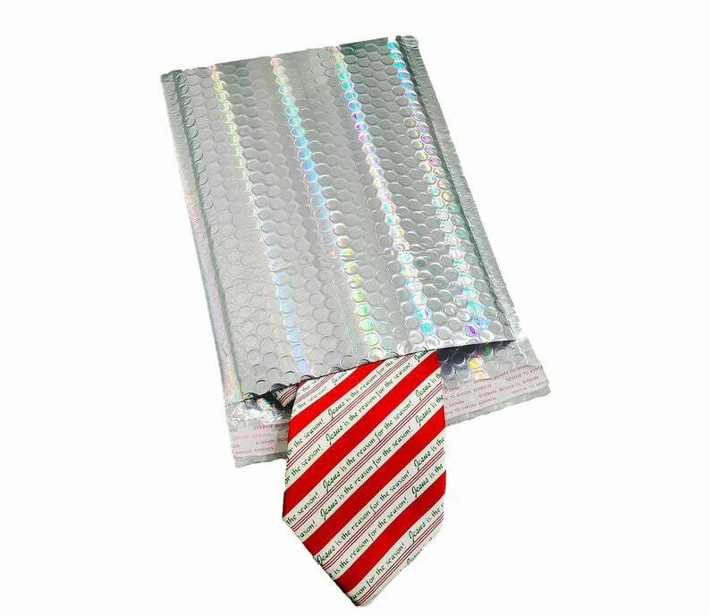 7×11 Holographic, Ice Blue Metallic Bubble Mailers, Padded Self Sealing Envelope
