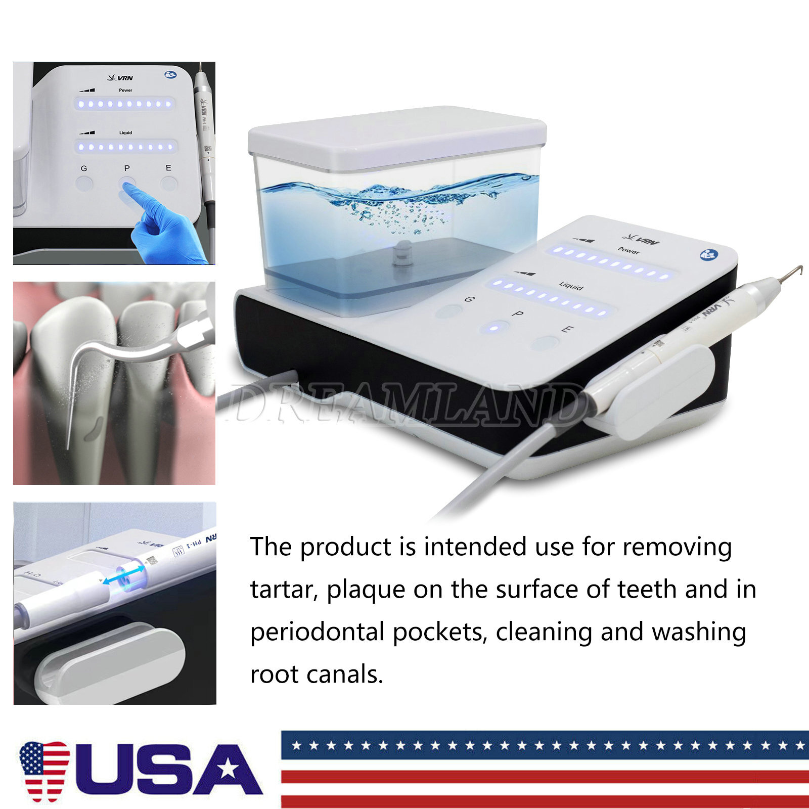 VRN Dental LED Ultrasonic Scaler PH-1 Detachable Handpiece Tips water Bottles