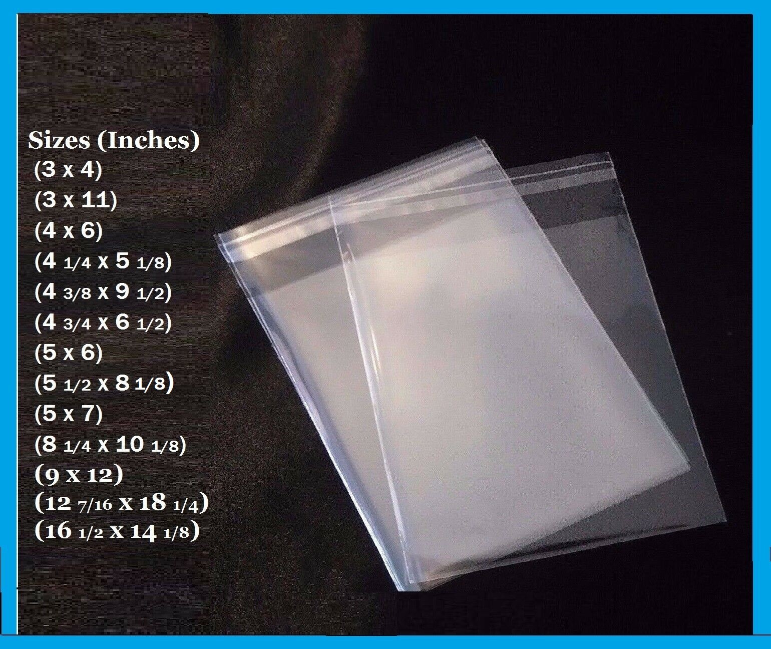 Clear Resealable Cello Bags – Self Adhesive Lip & Tape Plastic – 1.2 mil