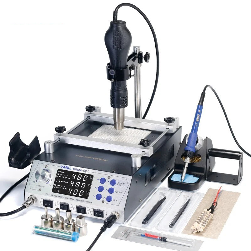 YIHUA 853AAA+ Preheater Desoldering Hot Air Rework Station with Soldering Tool