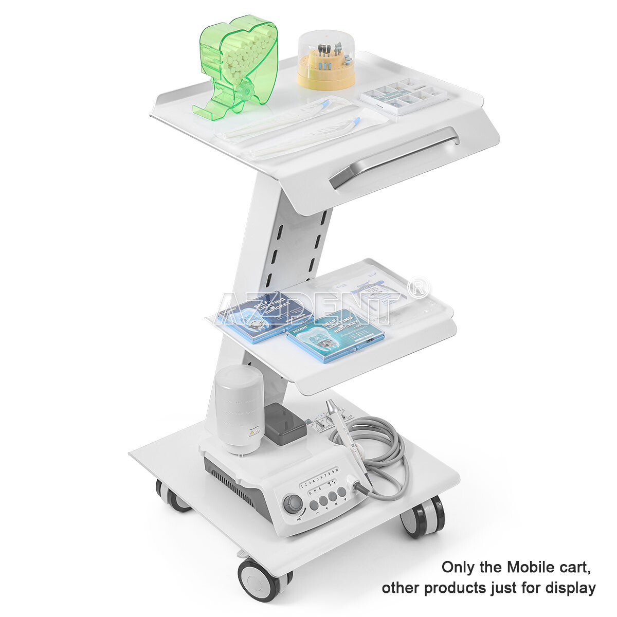Dental Mobile Trolley Cart Built-in Socket Medical 3 Layers Double Castors Tool