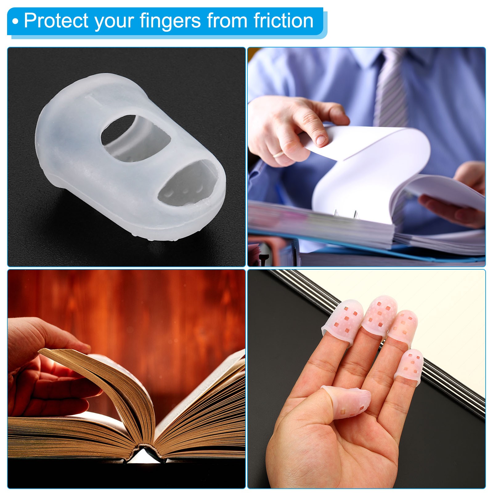 30 x Rubber Finger Tips Silicone Thumb Fingertip Covers Pads Thimble Clear Small