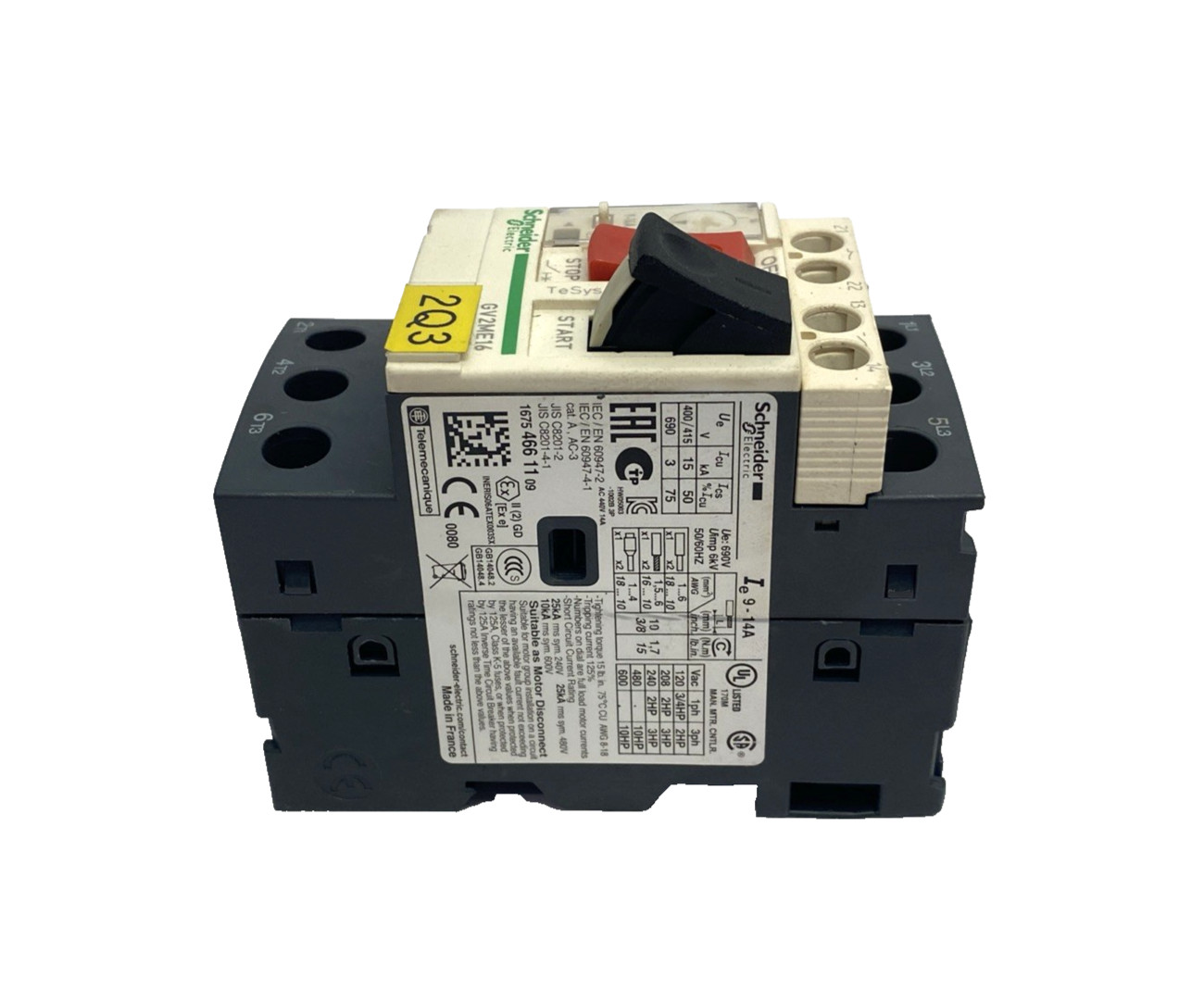 Schneider Electric GV2ME16 TeSys Deca Manual Starter & Protector 9-14A