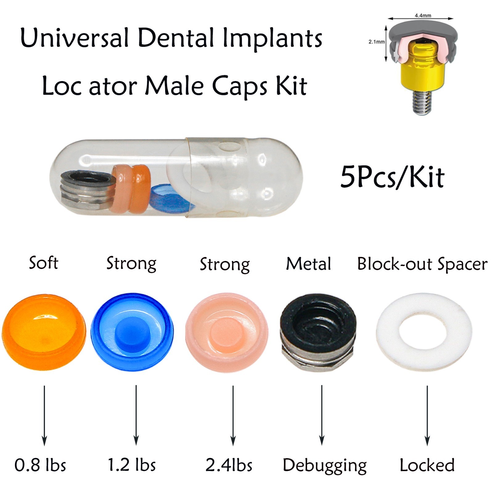 Zest Locator Abutment Retention Replacement Insert Cap Dental Overdenture Parts