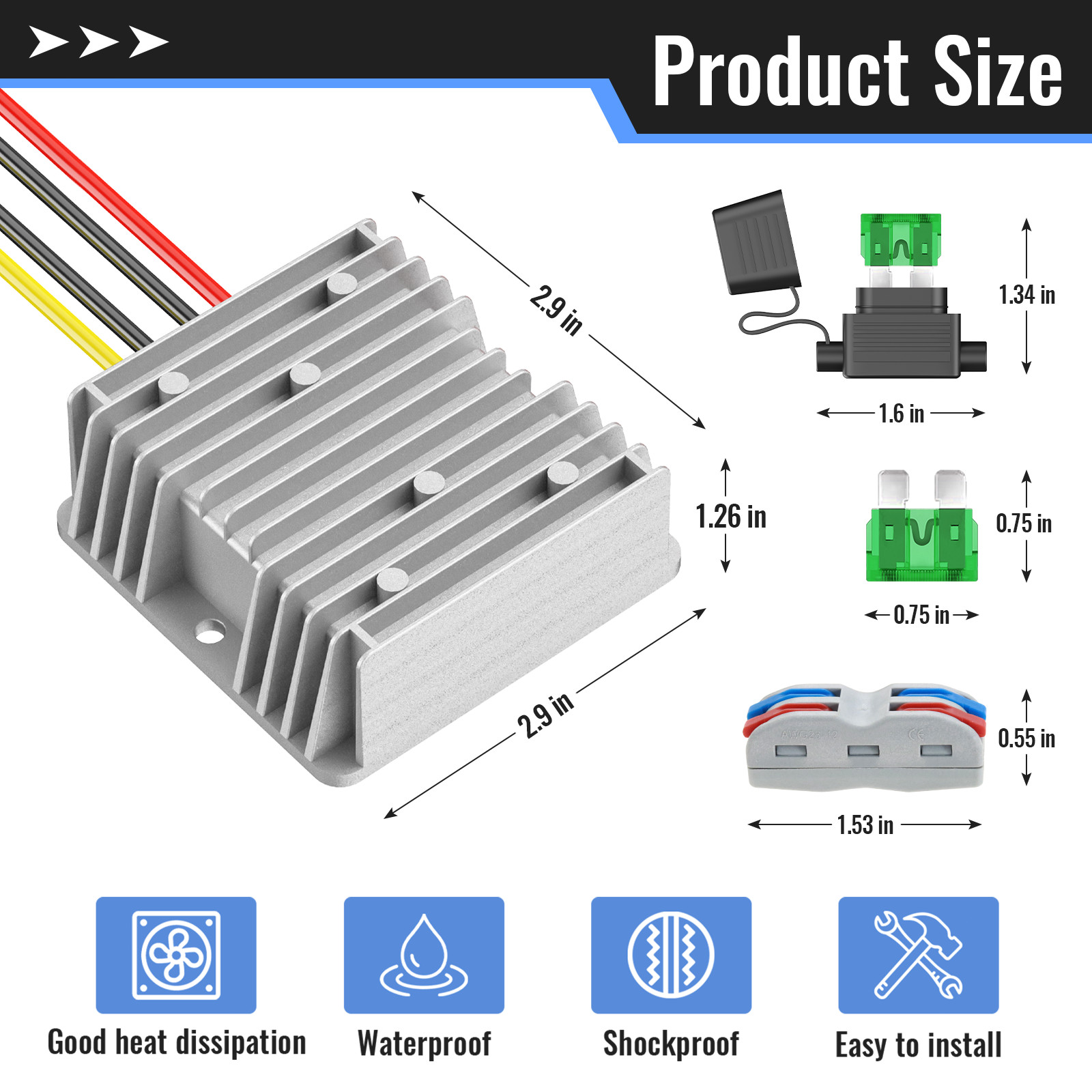 DC 17-55V to DC 12V 20A 240W Step Down Converter Voltage Reducer Regulator