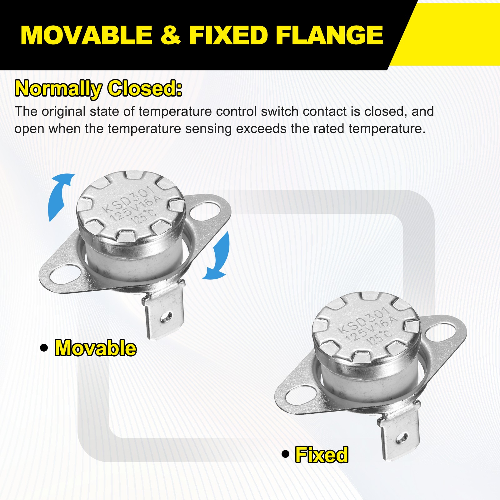 2Pcs KSD301 Thermostat 125°C/257°F 16A Normally Closed N.C Switch, Ceramic