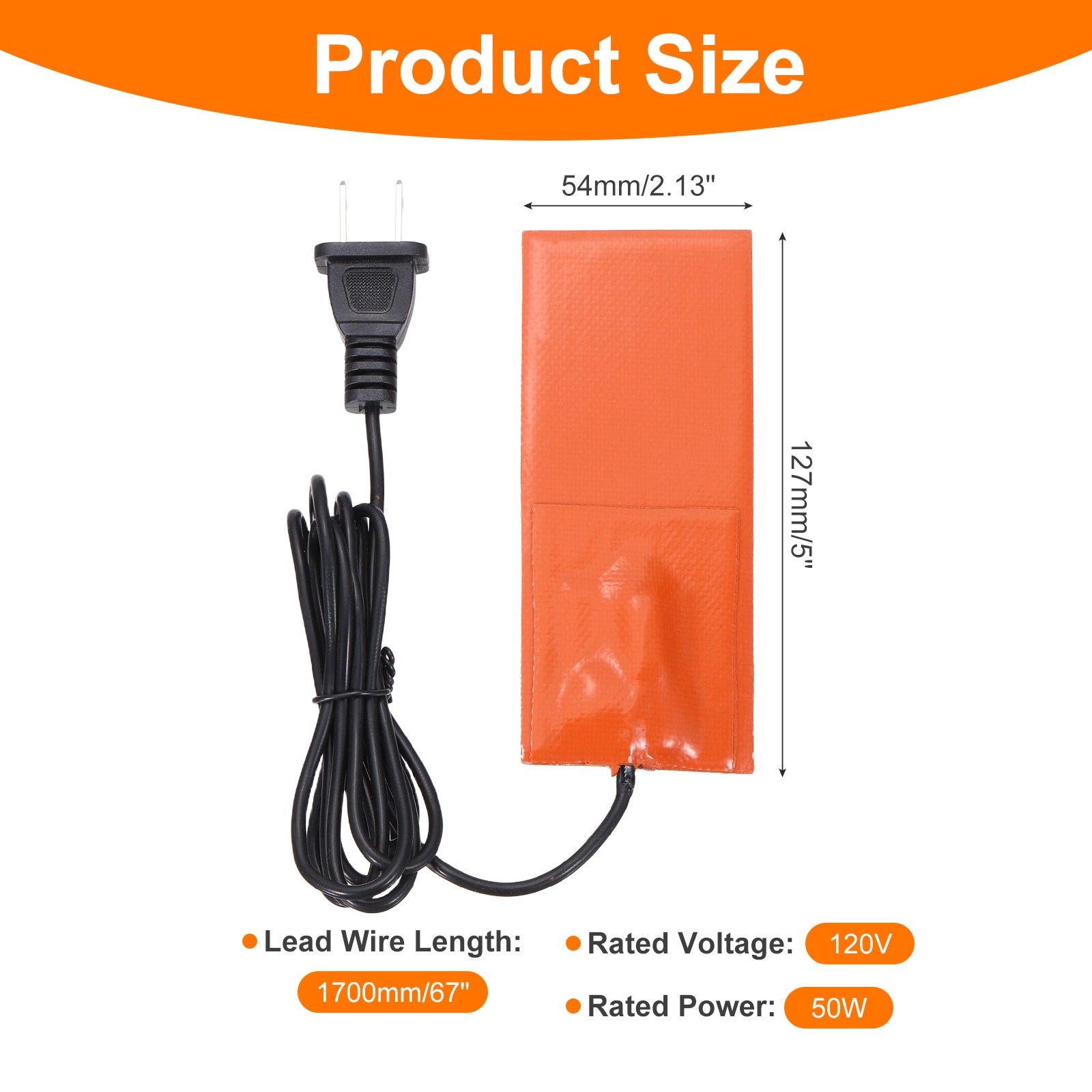 Heater Mat Silicone Heating Pad 120V 50W Heating Pad 127mm x 54mm