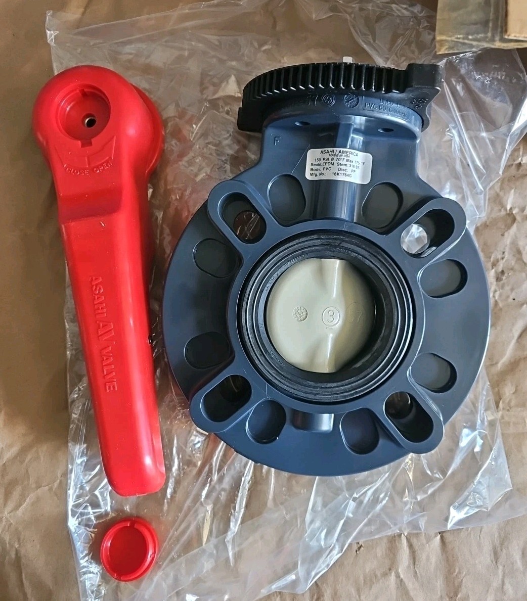 Asahi 3730030 3″ Type-57 Lever Butterfly Valve, PVC Body