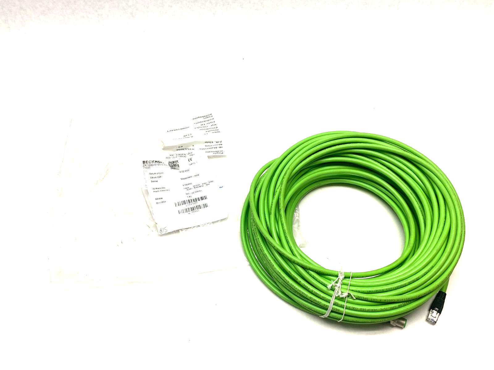 Beckhoff ZK1090-6191-0300 Double Ended EtherCAT Power Cable RJ45/M12 30m 114390