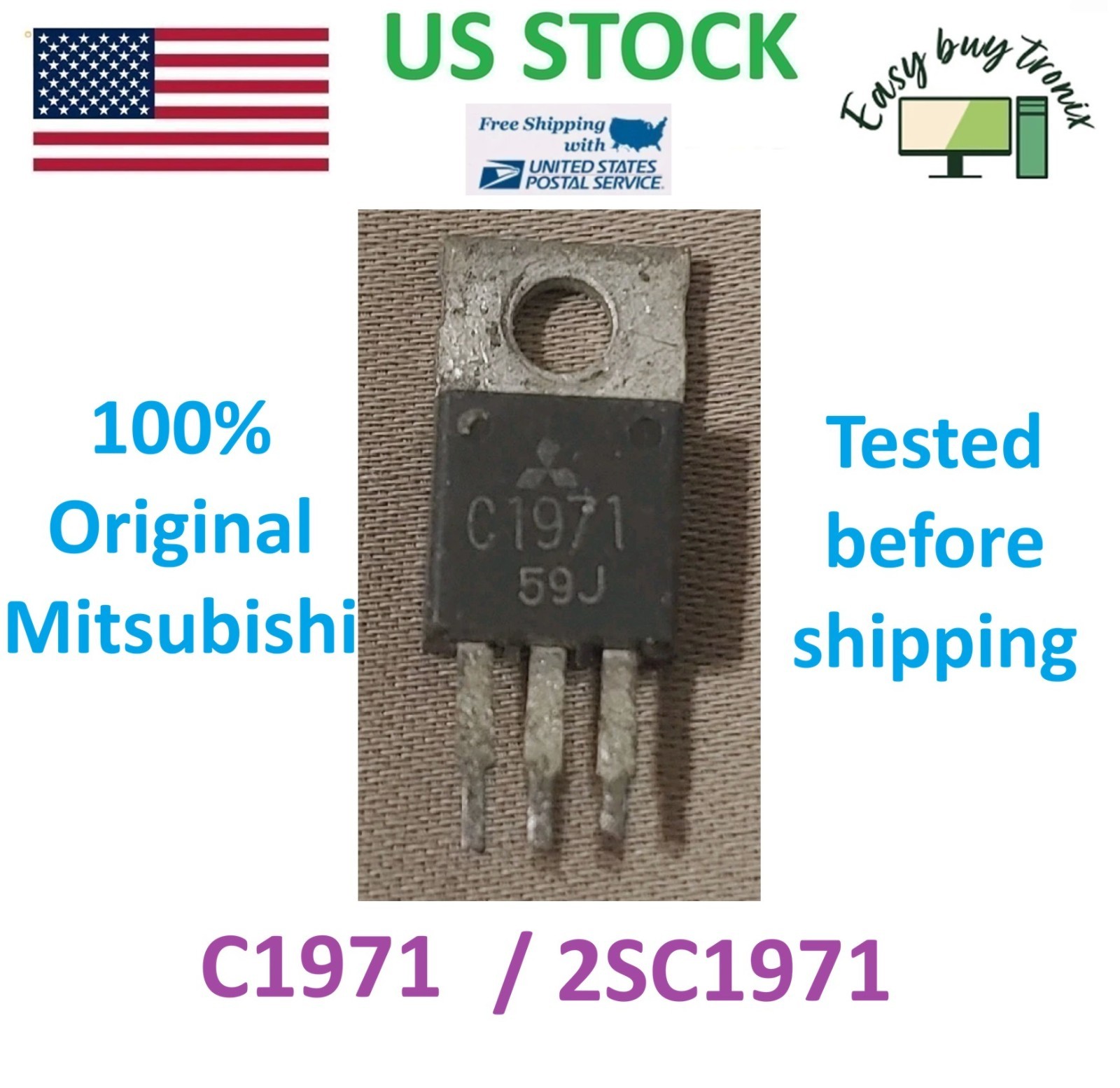 Original Pulled Mitsubishi 2SC1971 C1971 RF Power Transistor Replace NTE342