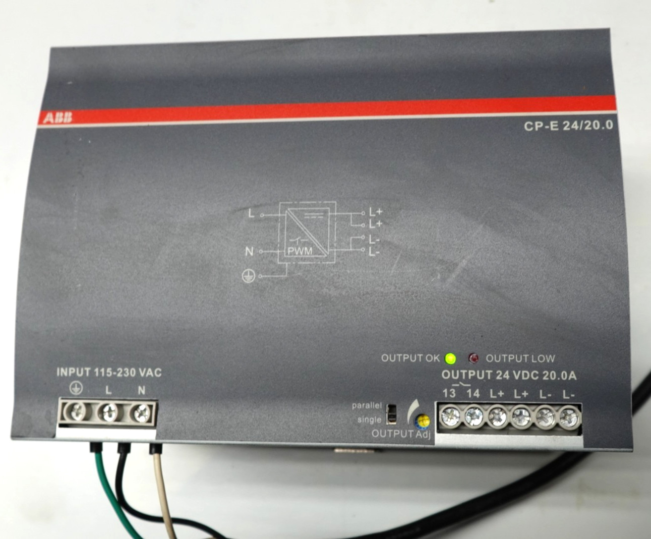 ABB CP-E 24/20.0, 24Vdc, 20 Amp Power Supply, Powers Up