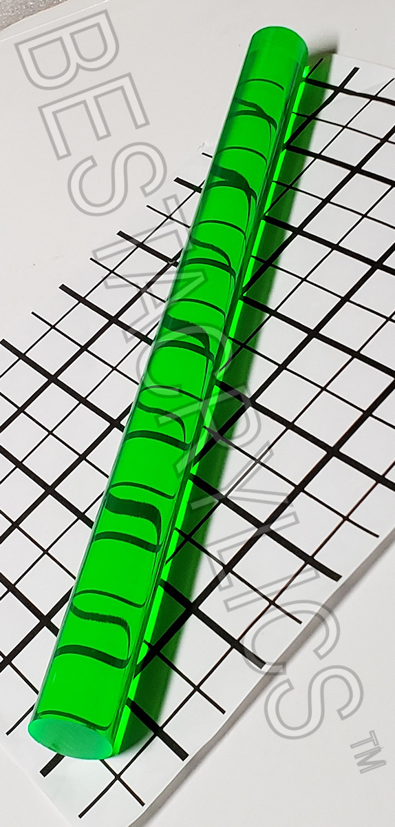 1” DIAMETER 12” INCH LONG CLEAR FLUORESCENT GREEN ACRYLIC PLEXIGLASS ROD 25.7mm