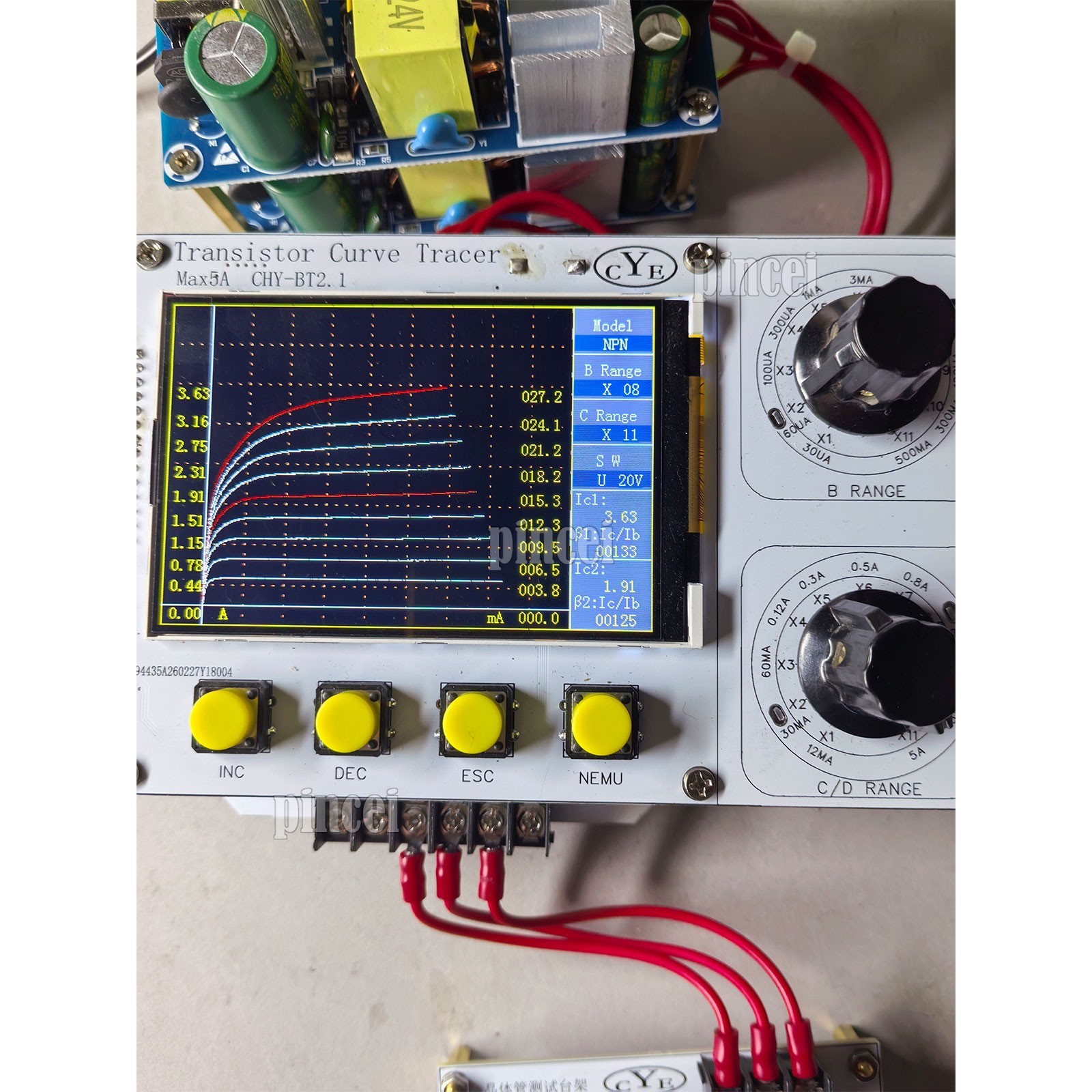 Upgraded Version 110V-220V Transistor Characteristic Curve Tester w/Testing Base