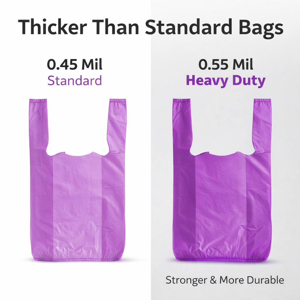 Bags 1/6 Small Purple Unprinted 8 x 4 x 16 T-Shirt Plastic Grocery Shopping Bag