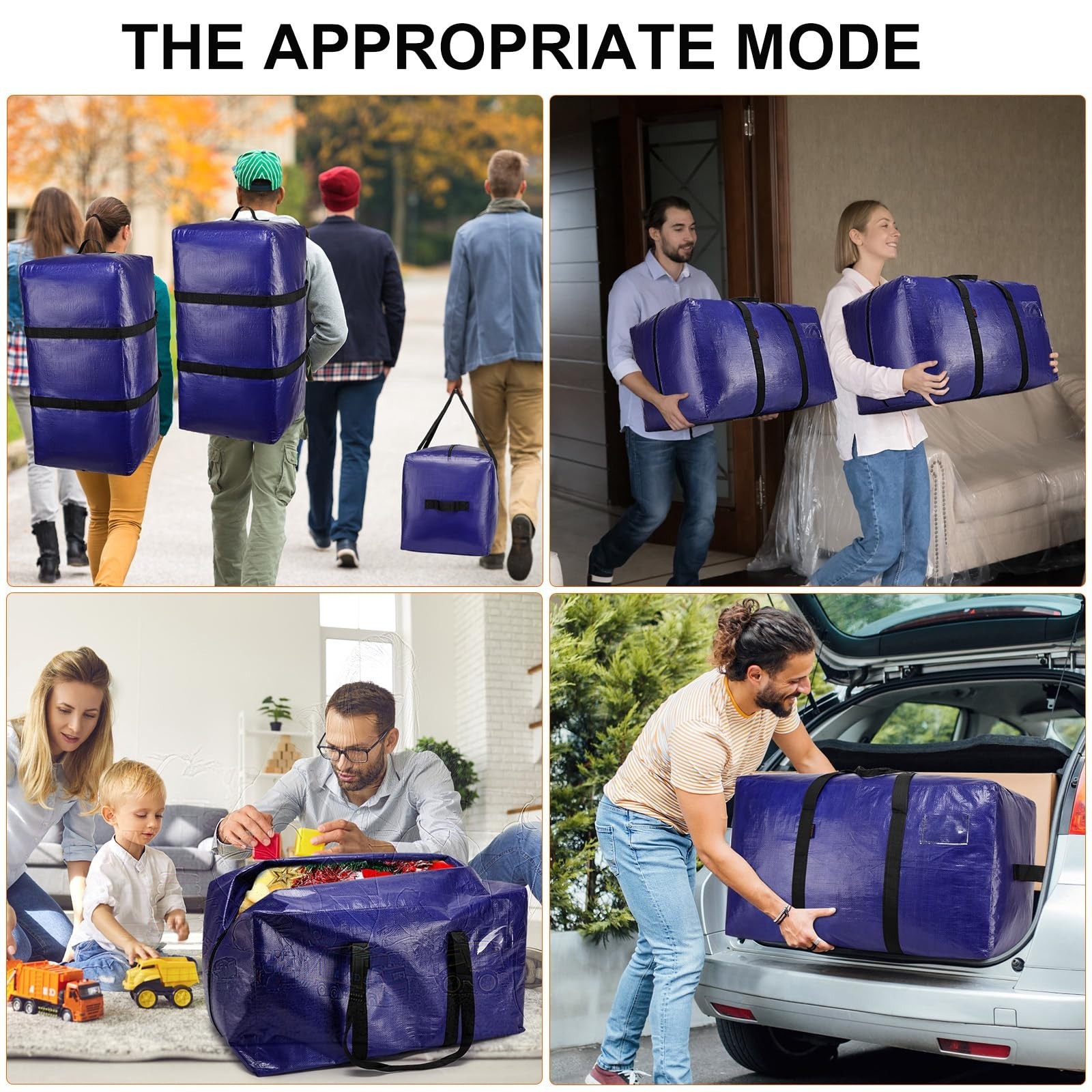 6 Pack Moving Bags Heavy Duty, Extra Large Storage Totes Bag with Zippers and…