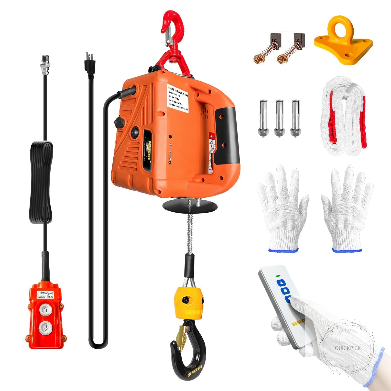 Power Electric Portable Hoist Winch 1500LBS, 3 in 1 Electric Cable Hoist 110V 25